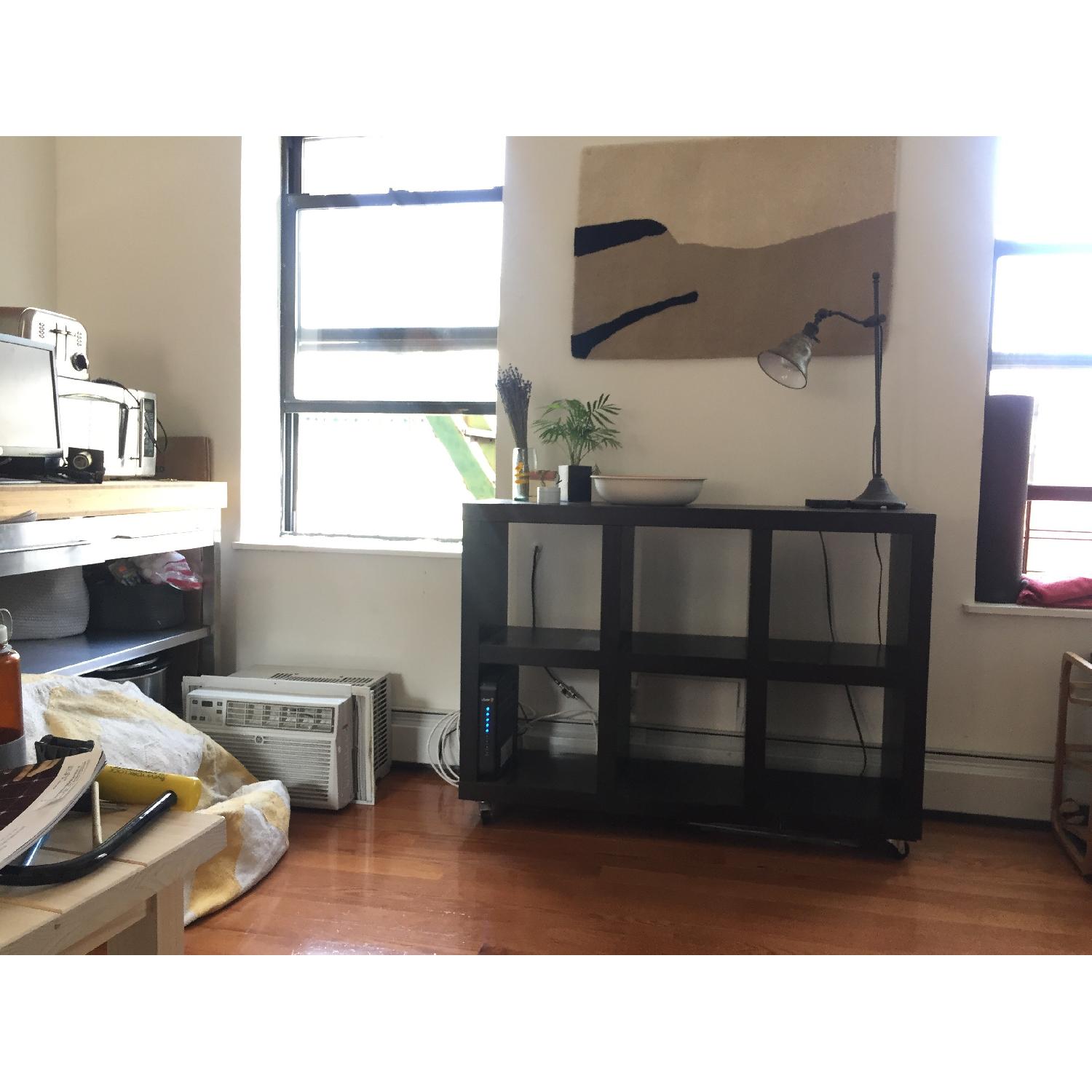 West Elm Black Wood Cubby Rolling Storage - image-5