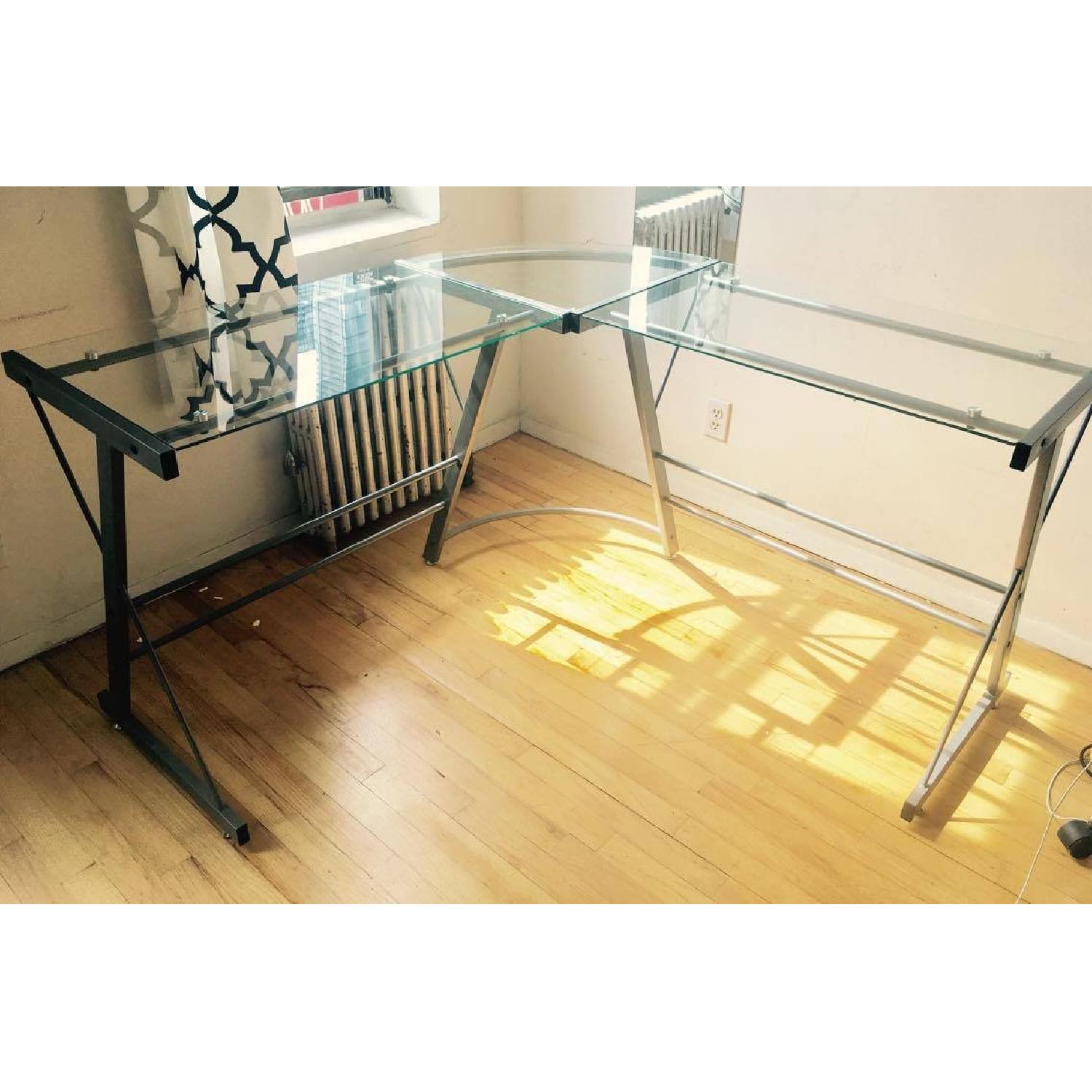 Altra Furniture Glass L Shape Corner Desk - image-1