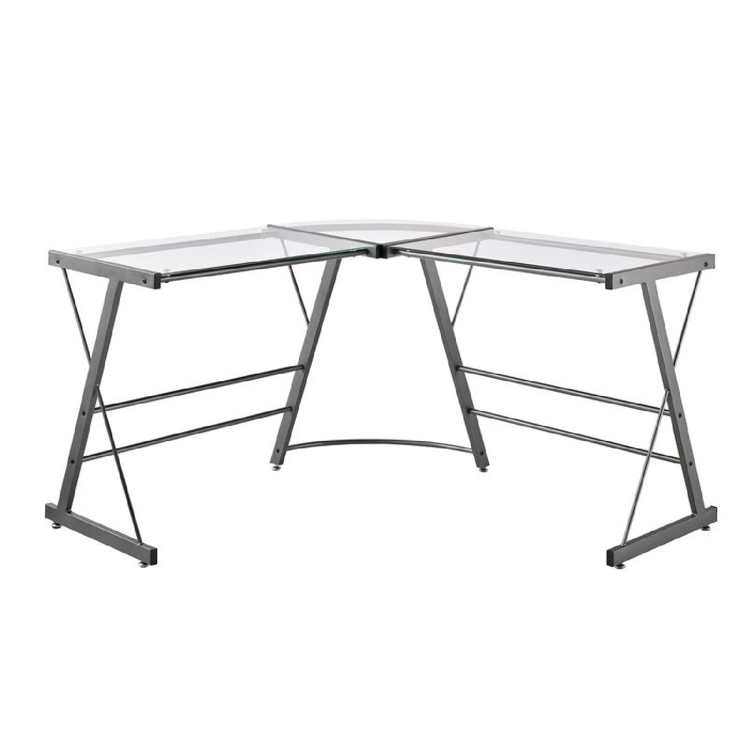 Altra Furniture Glass L Shape Corner Desk - image-0