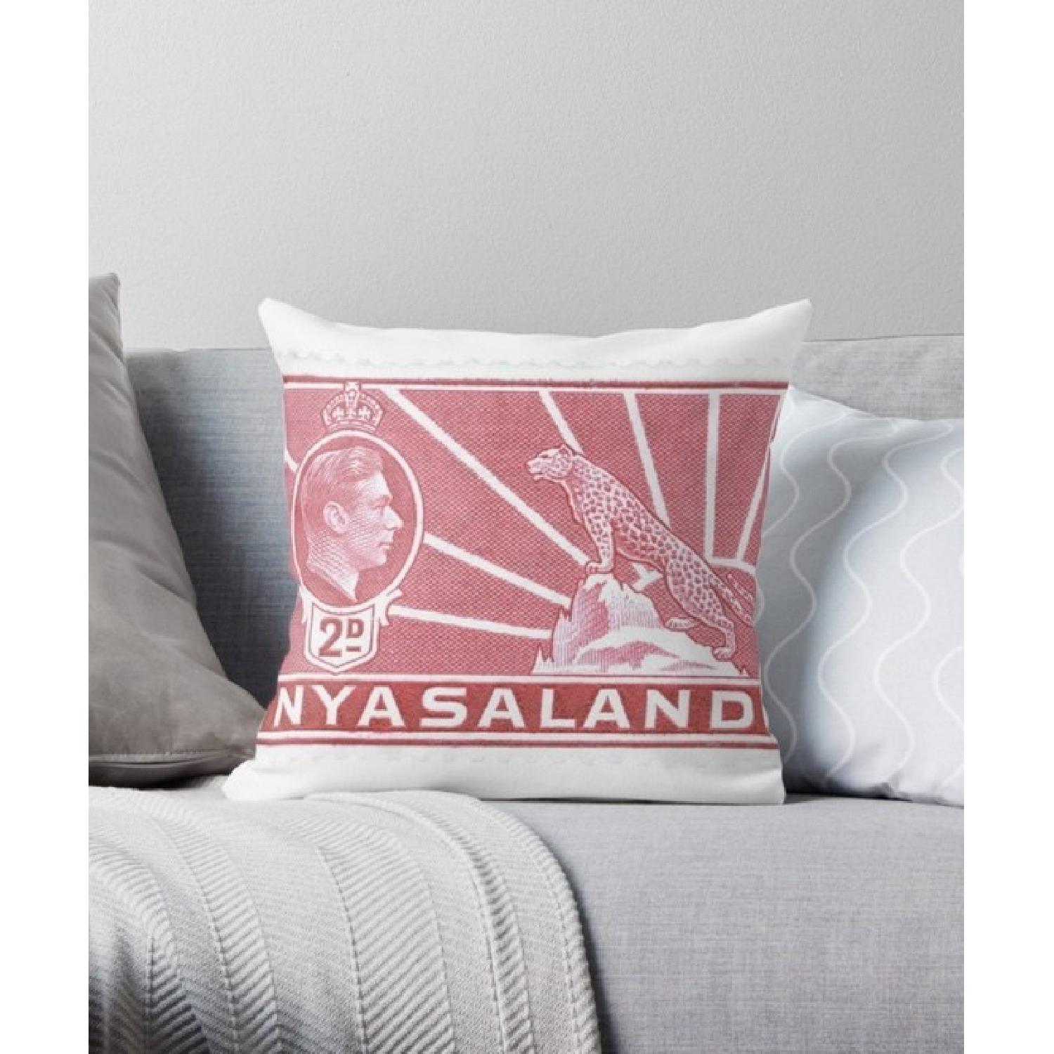 George VI Stamp Carmine Nyasaland 1938 2D Pillow - image-1