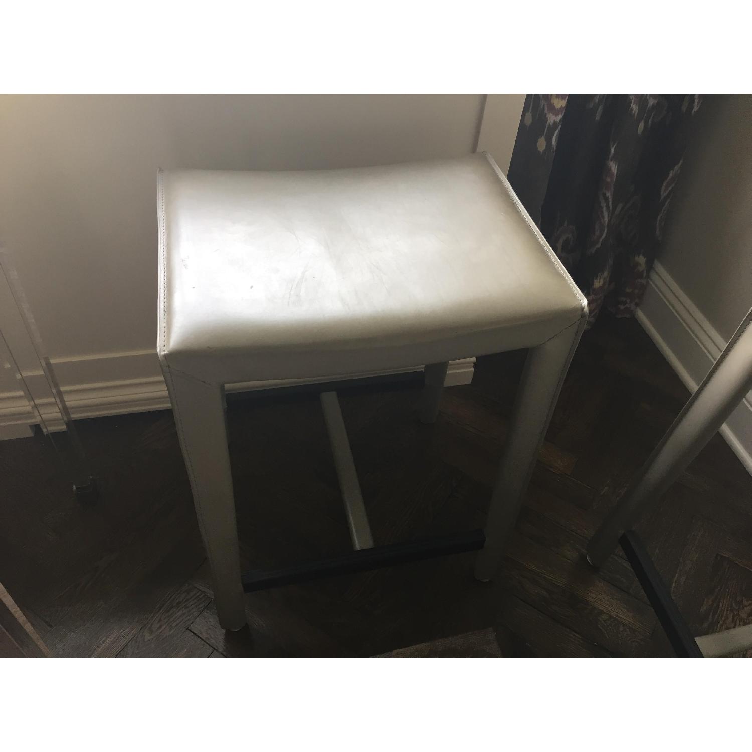 Crate & Barrel Leather Counter Stools - image-1