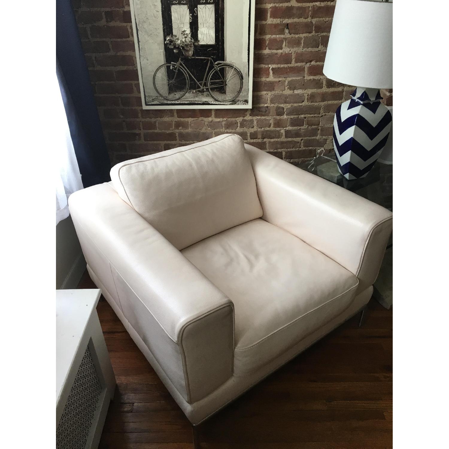 Ivory Leather Armchair - image-2