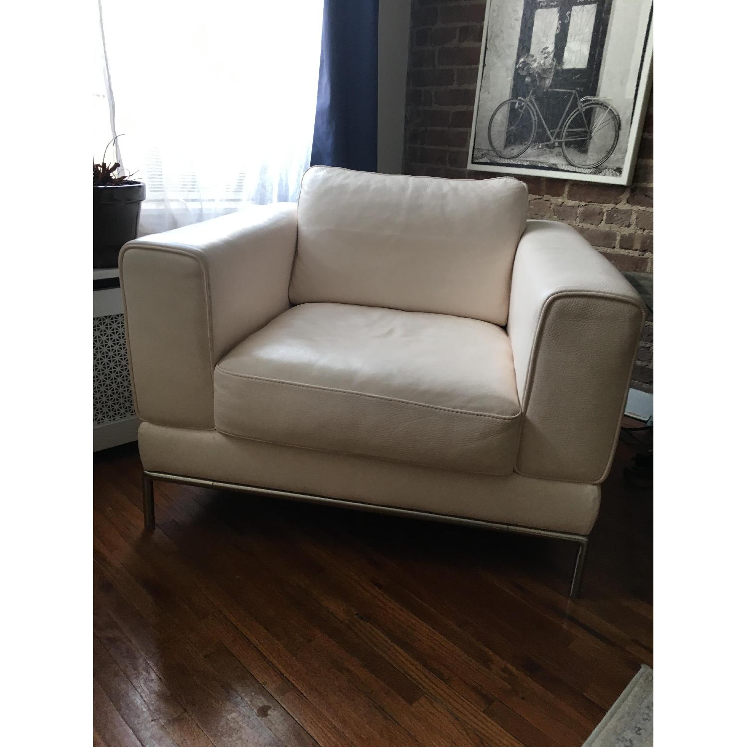 Ivory Leather Armchair - image-3