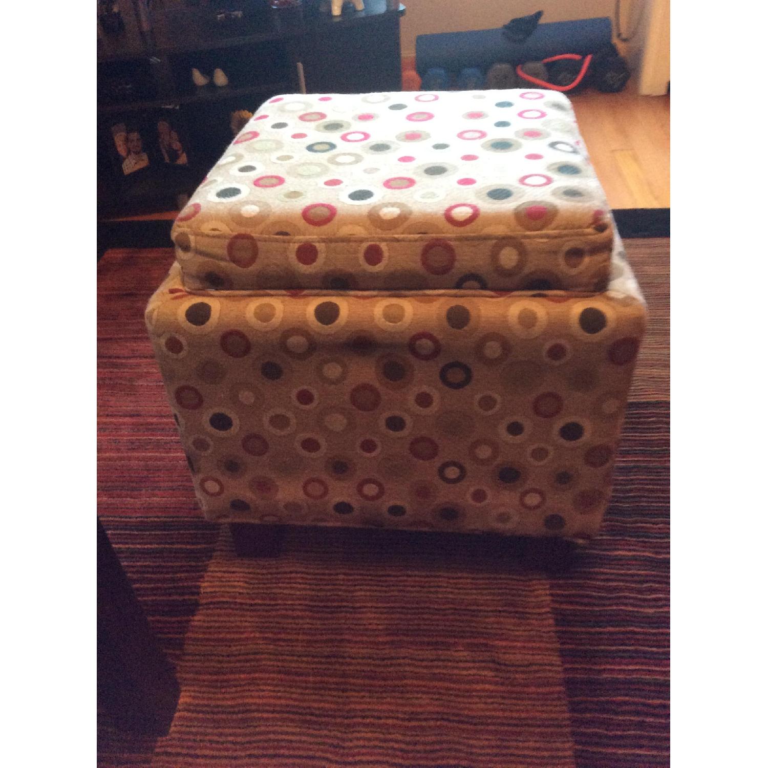 Raymour & Flanigan Red Sofa & Ottoman + 4 Throw Pillows - image-4