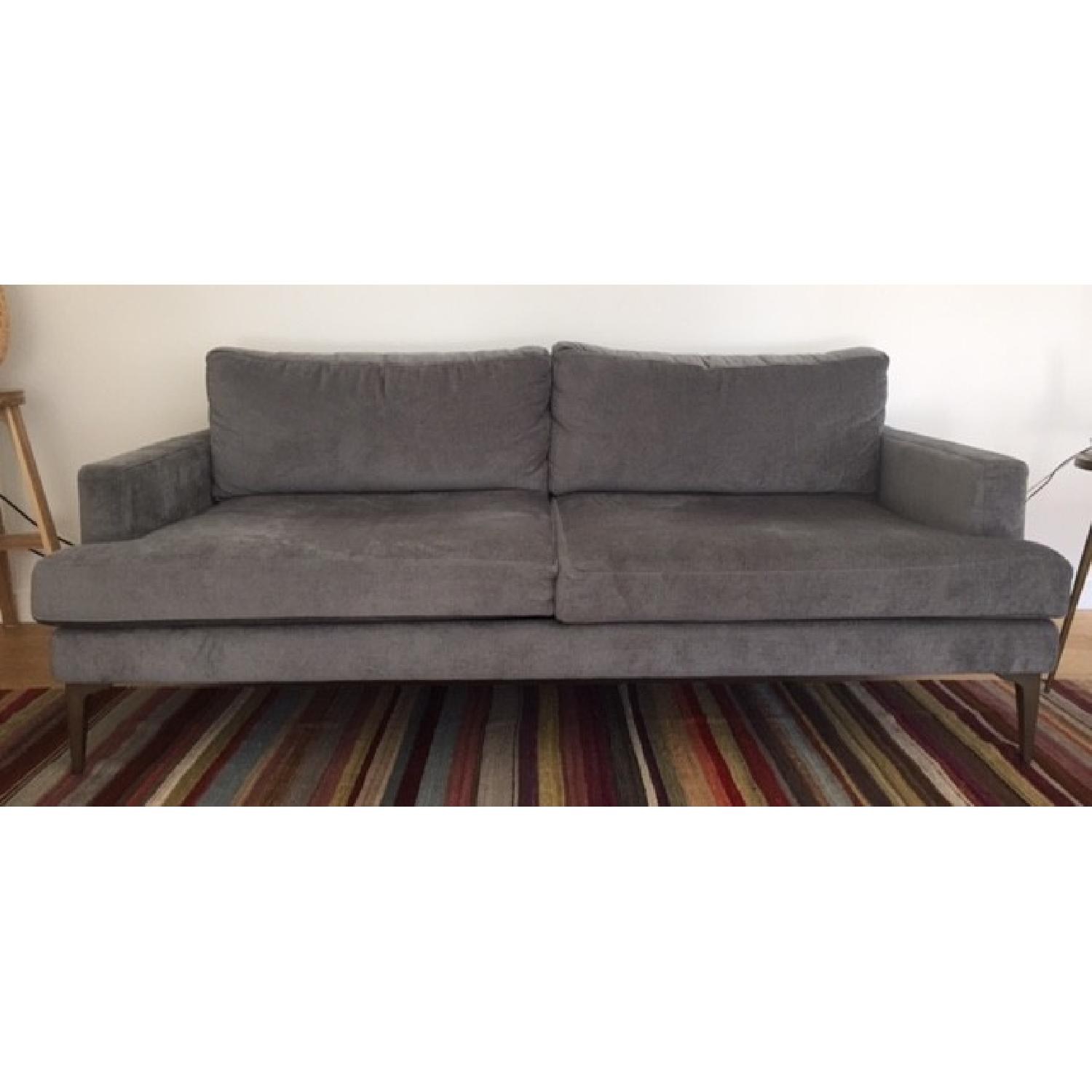 West Elm Andes Sofa in Grey Velvet - image-4