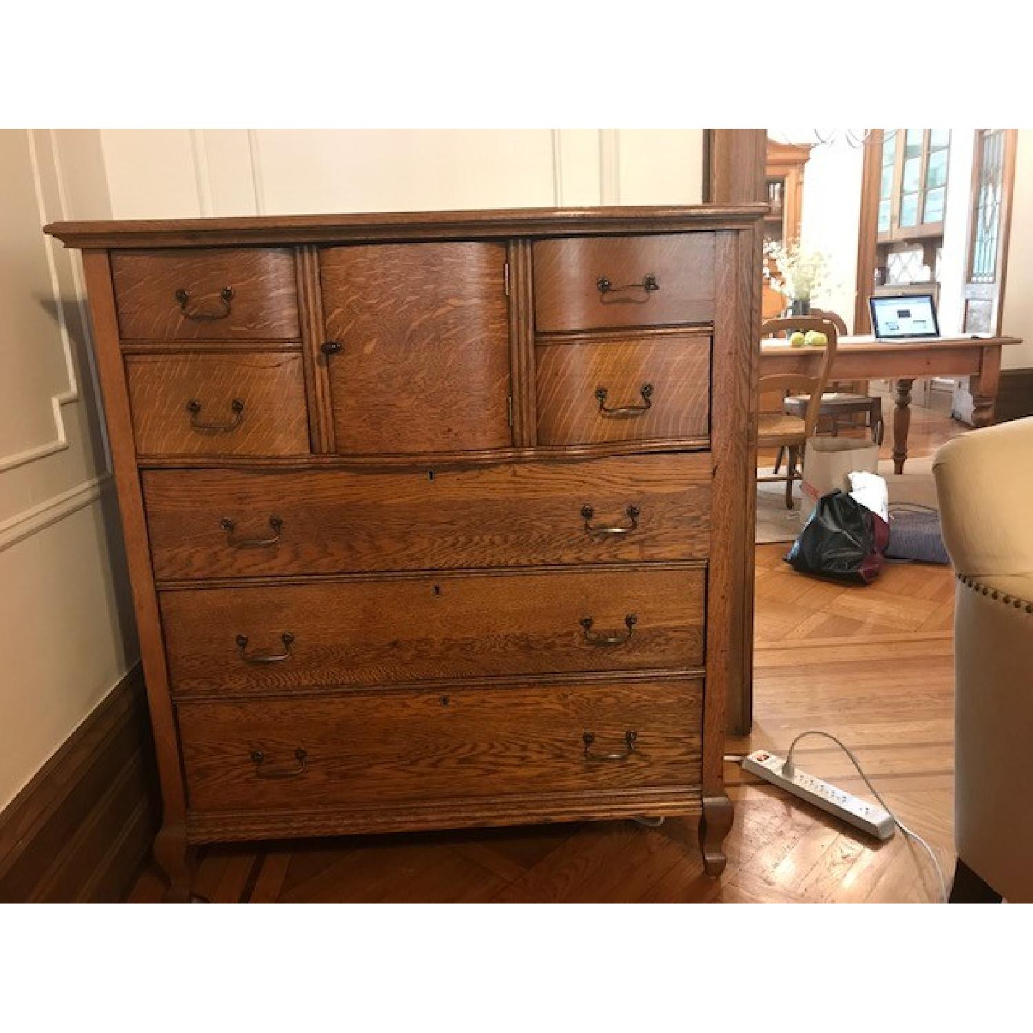 Antique Oak Refinished Bonnet Dresser - image-1