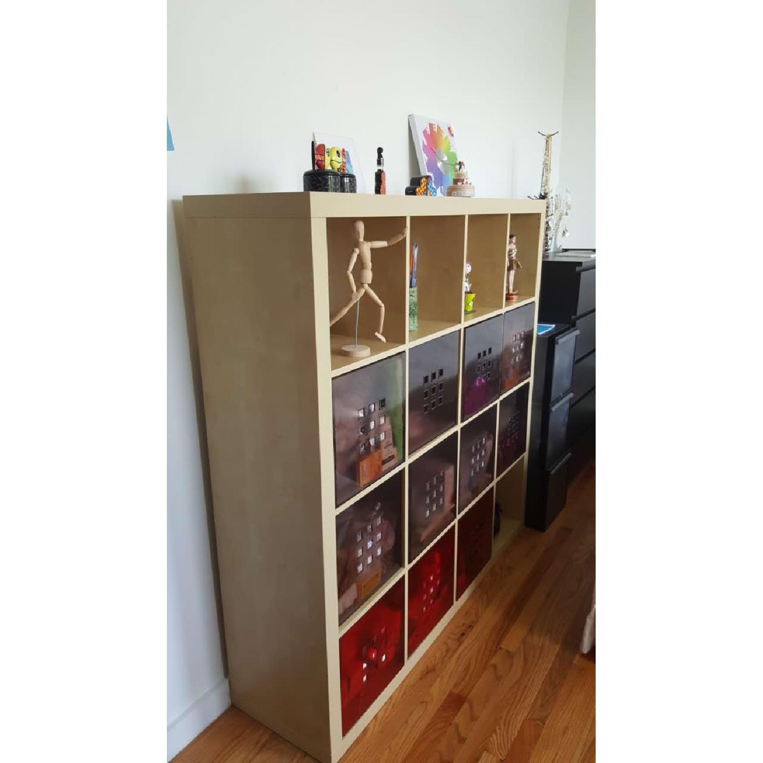 Ikea Beige Wooden Cubby Shelves - image-1