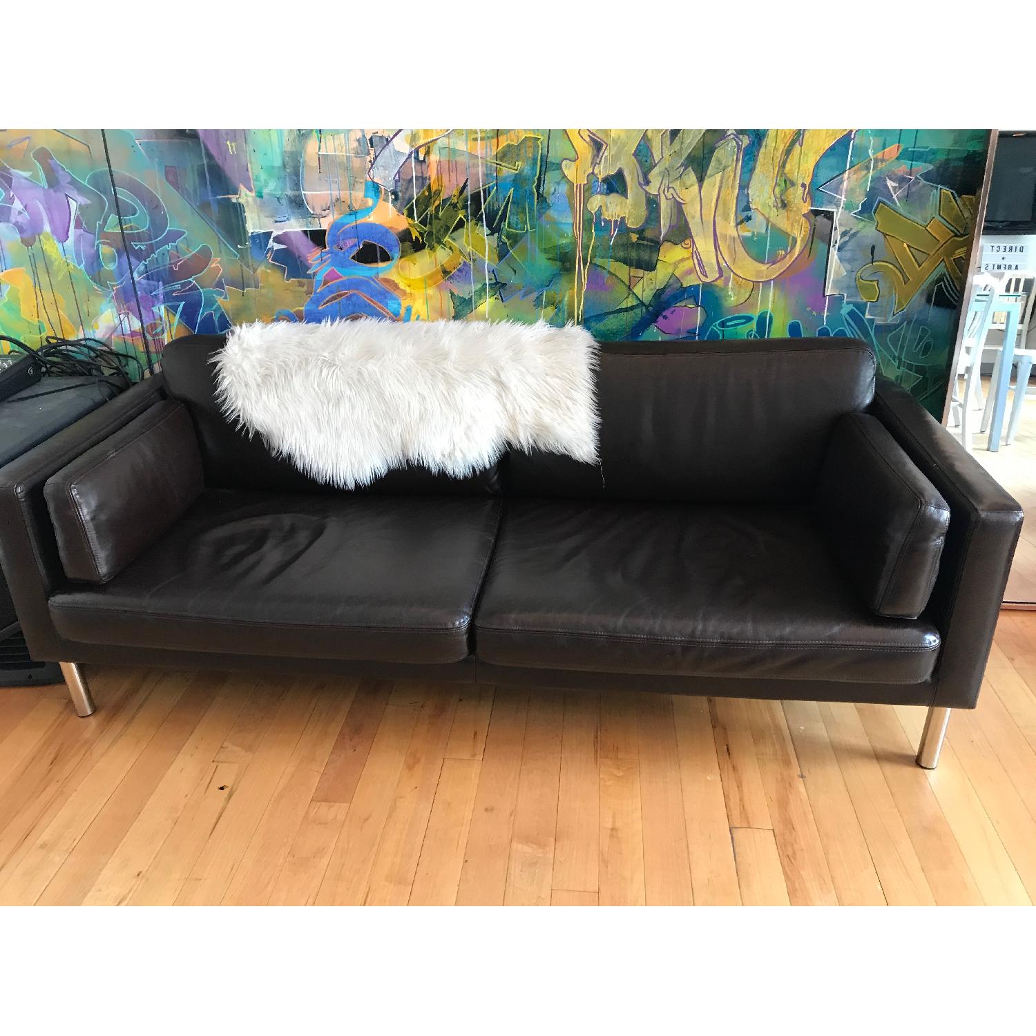 Ikea Black Leather Sofa - AptDeco