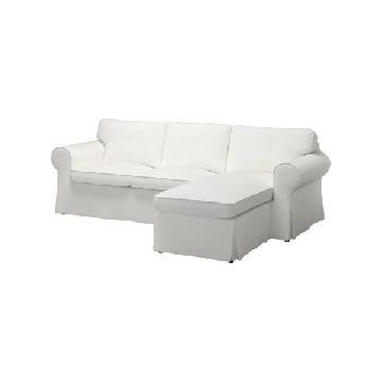 Ikea White Sectional Sofa w/ Detachable Chaise - AptDeco