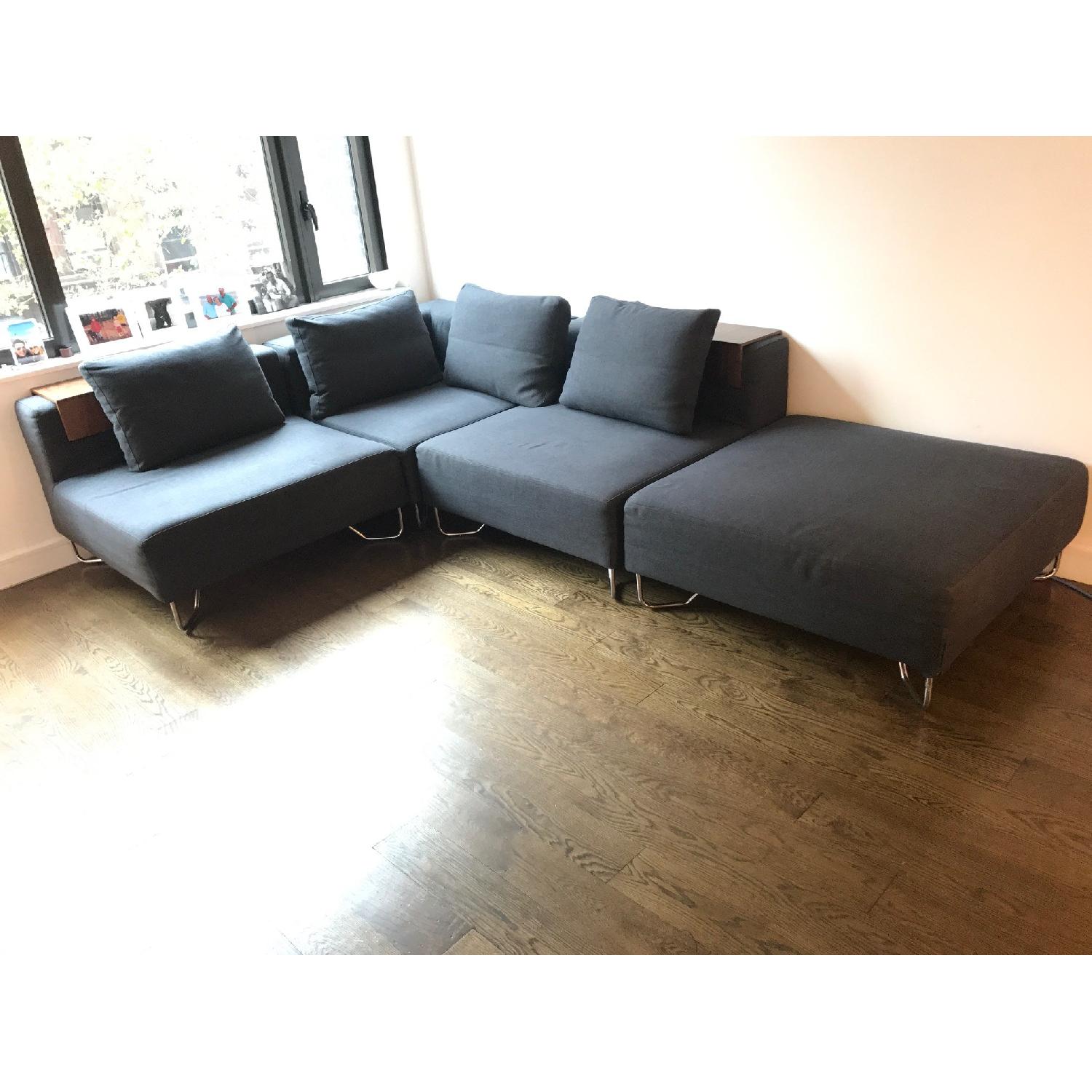 CB2 Lotus 4-Piece Grey Sectional Sofa - image-1