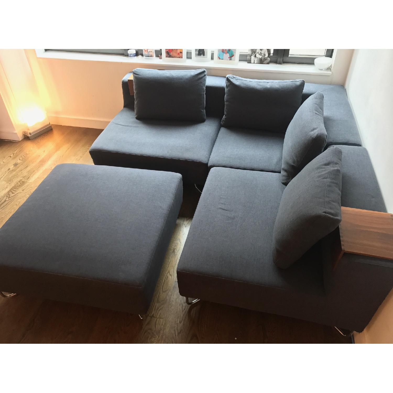 CB2 Lotus 4-Piece Grey Sectional Sofa - image-8