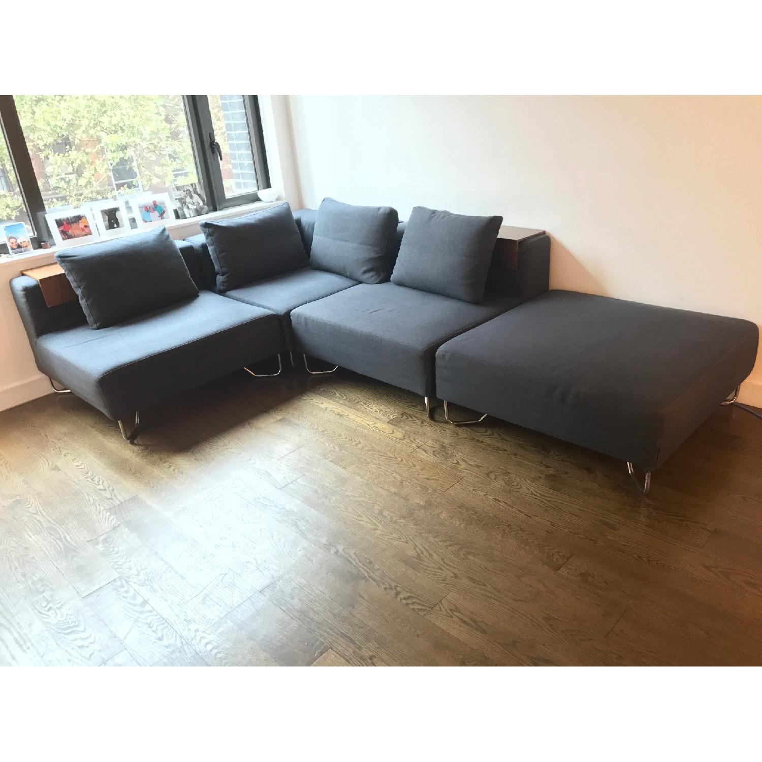 CB2 Lotus 4-Piece Grey Sectional Sofa - image-10