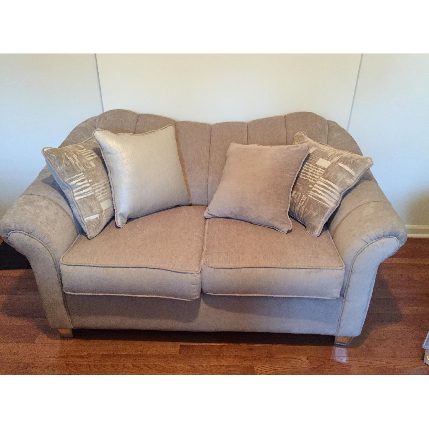 Bob's Silver Grey Fabric Loveseat - image-1