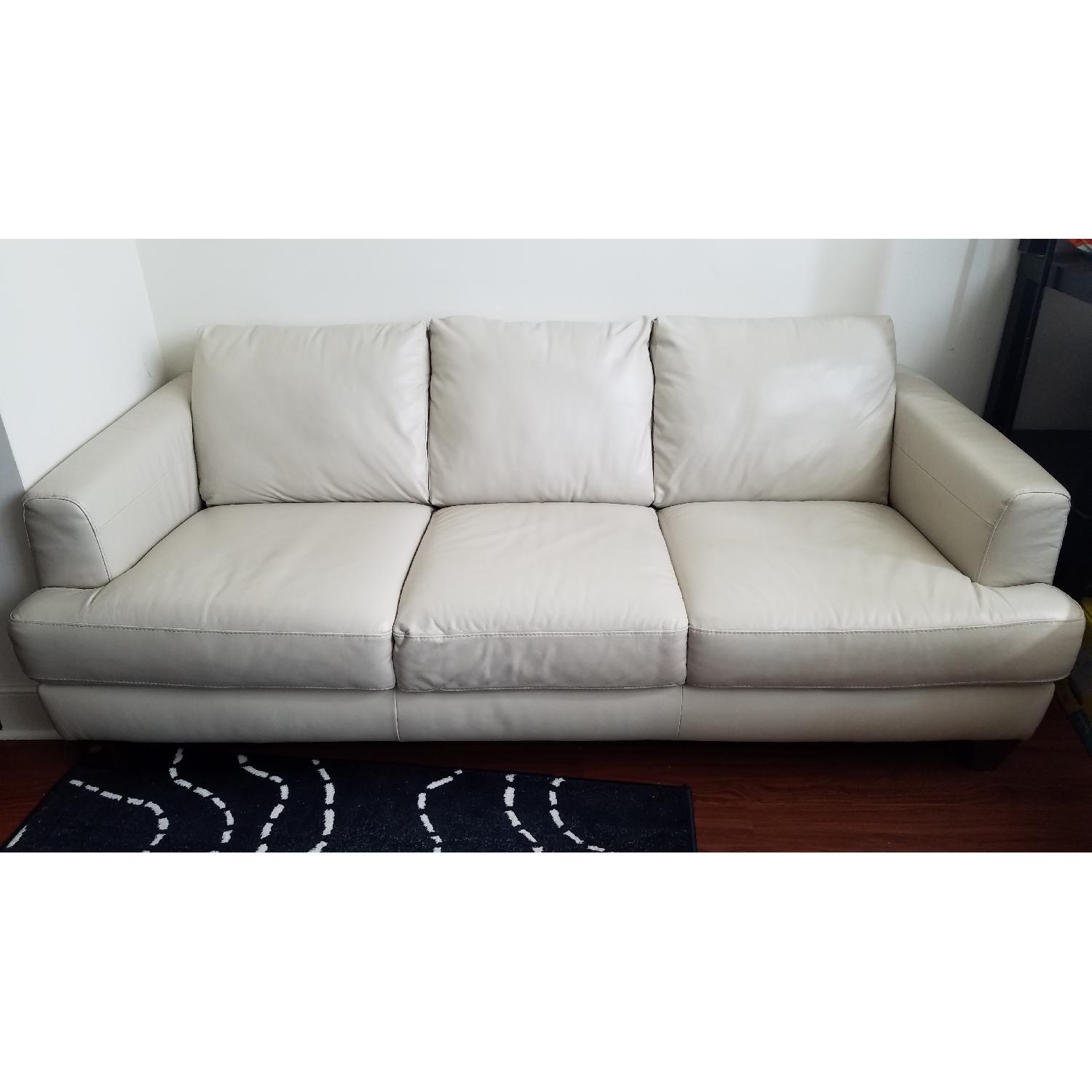 Natuzzi Cream Leather Sofa - image-2