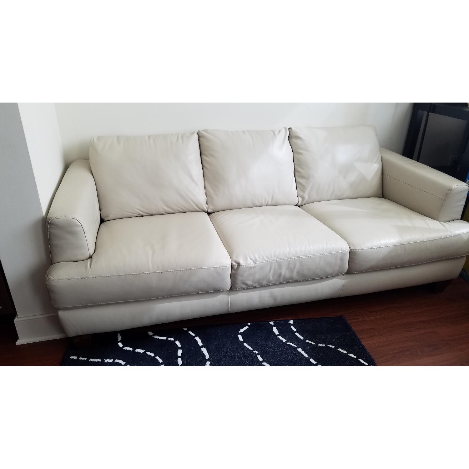 Natuzzi Cream Leather Sofa - image-5