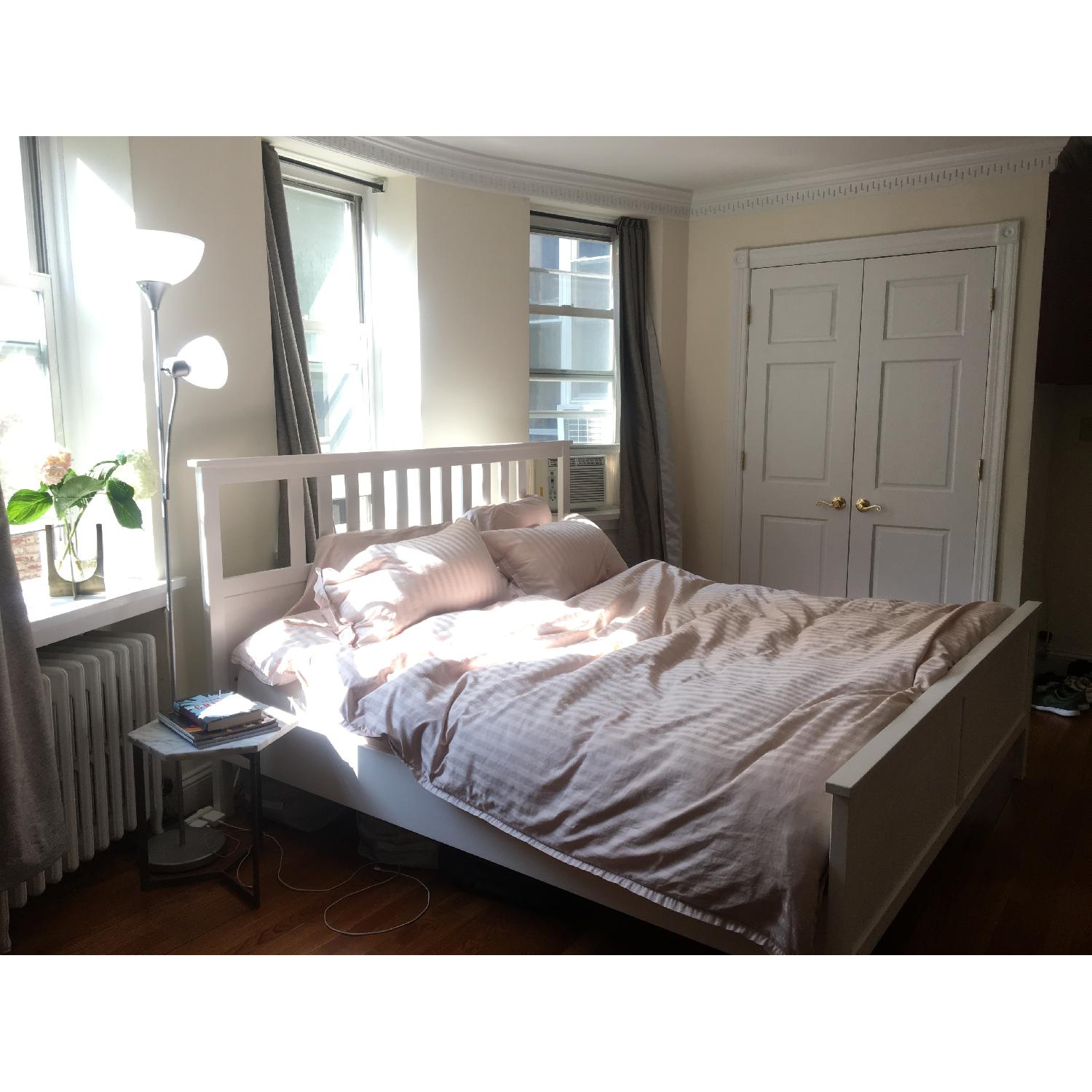 Ikea Hemnes White King Size Bed Frame w/ Slatted Bed Base AptDeco