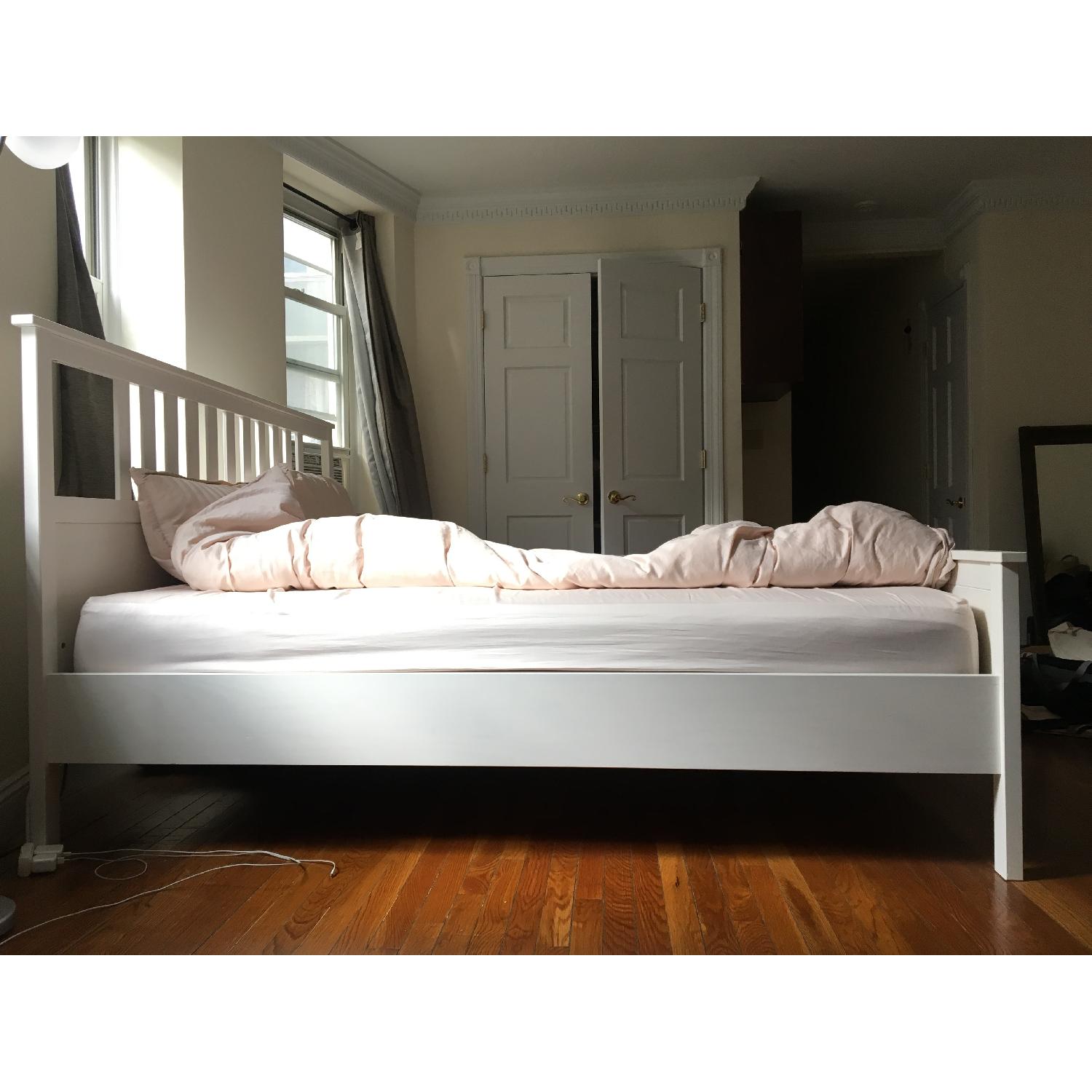 Ikea Hemnes White King Size Bed Frame w/ Slatted Bed Base AptDeco