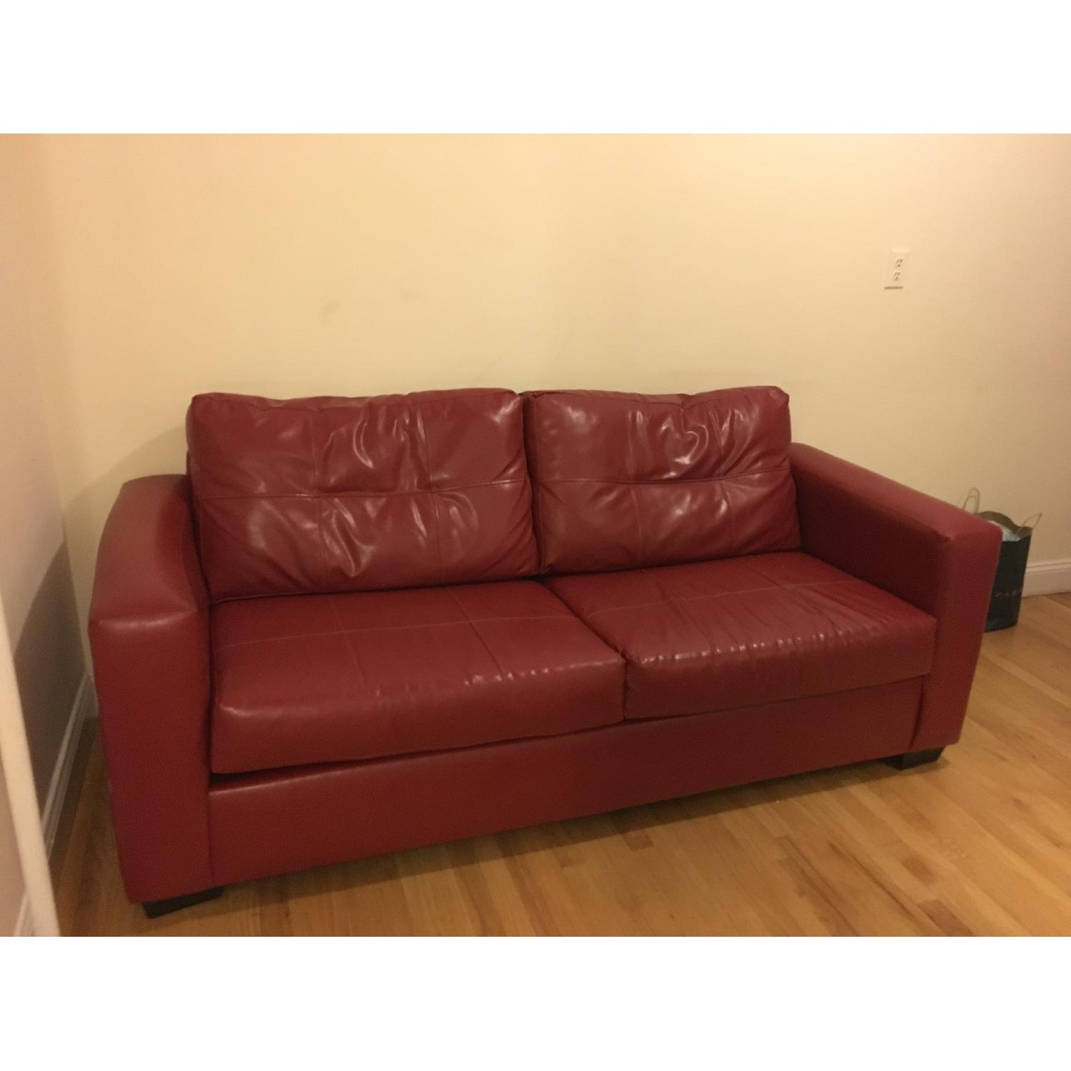 Red Leather Sofa - image-1