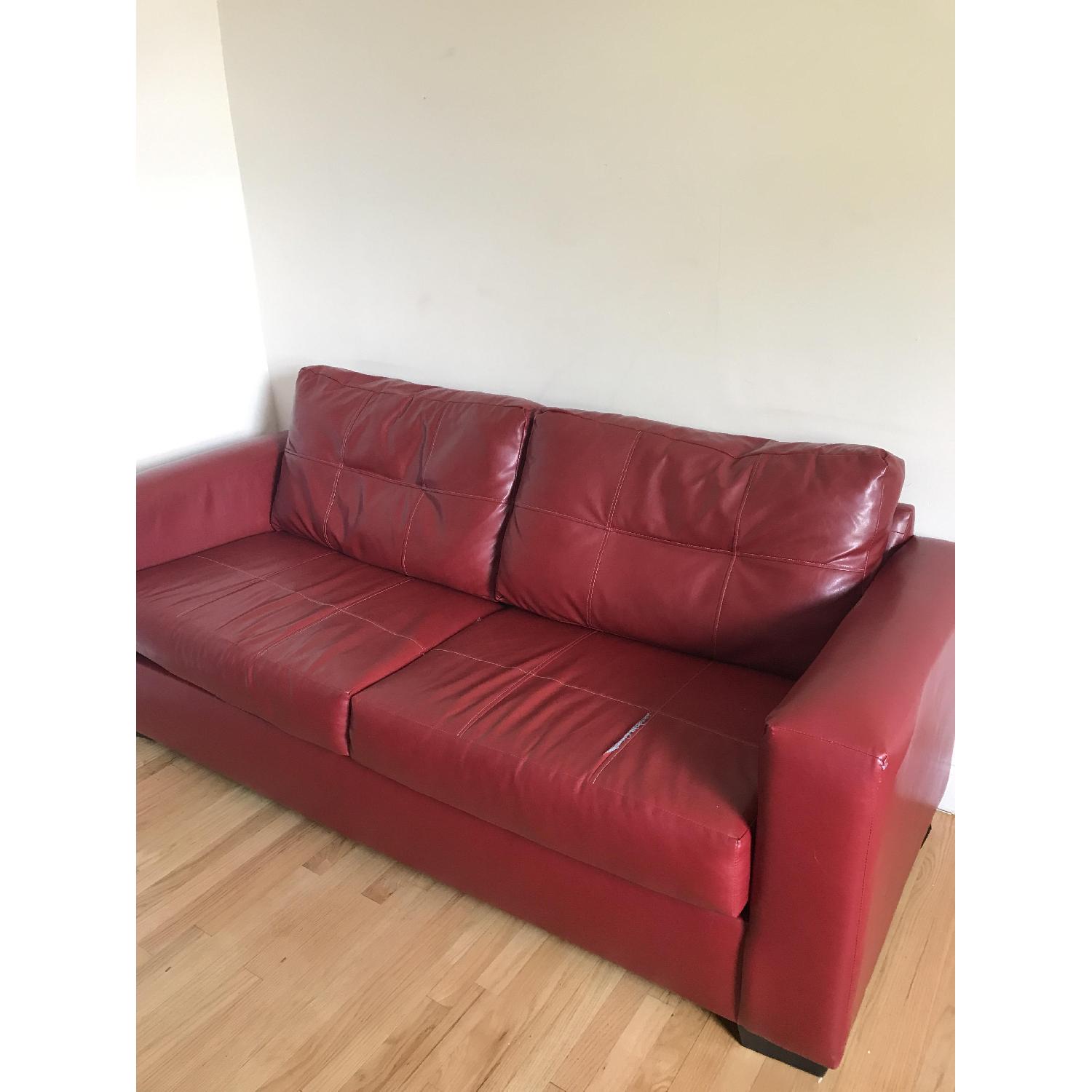 Red Leather Sofa - image-4