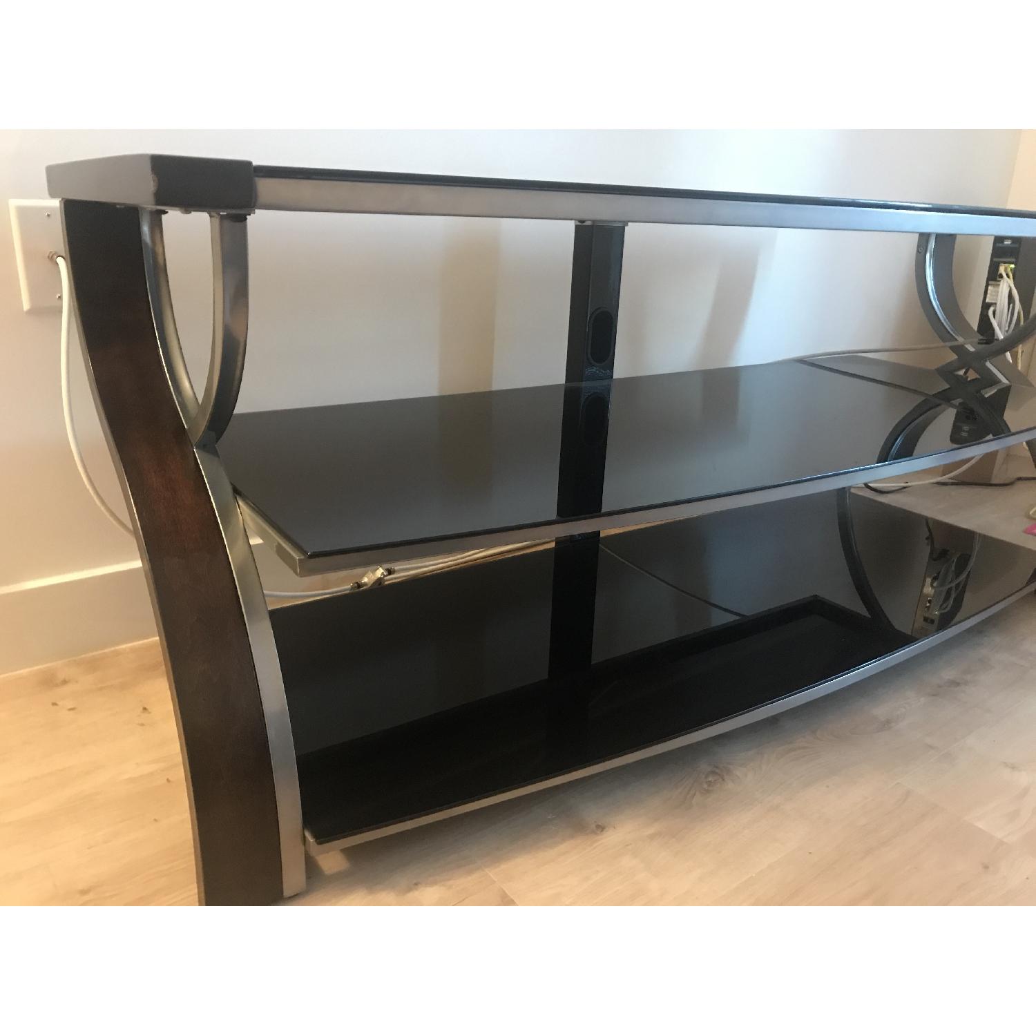 Tempered Glass & Solid Wood TV Stand - image-3