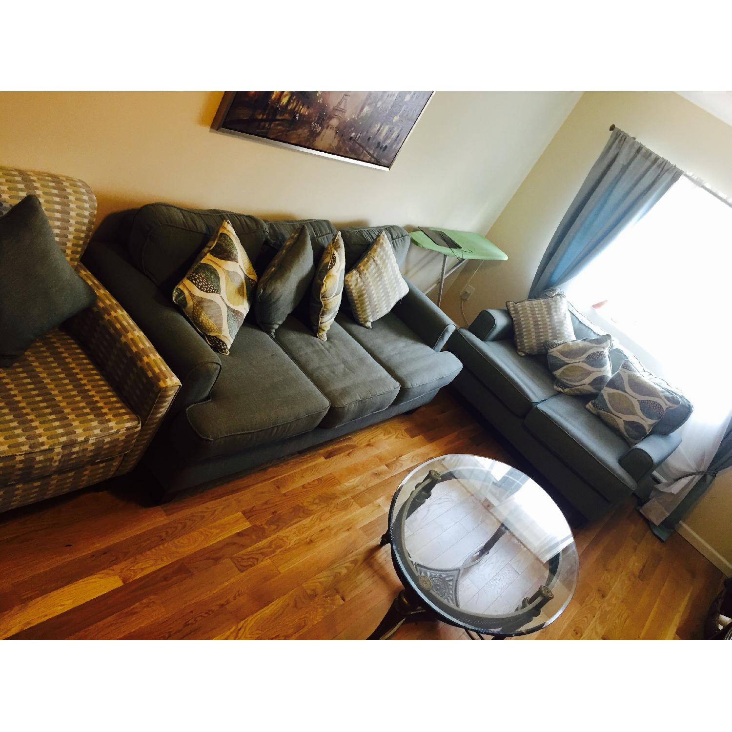 Raymour & Flanigan Gold Coffee Table w/ Glass Top - image-2