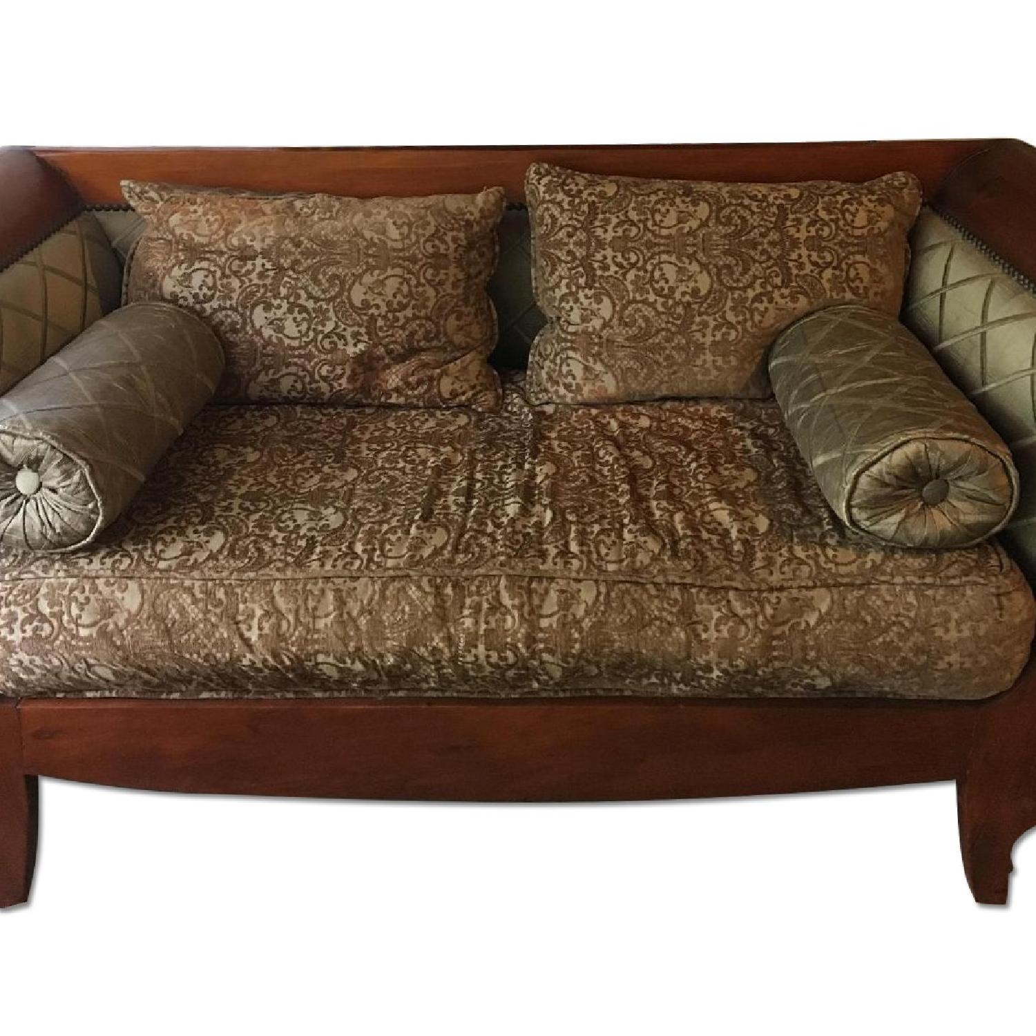 Wood Frame Two Seater Sofa - image-0
