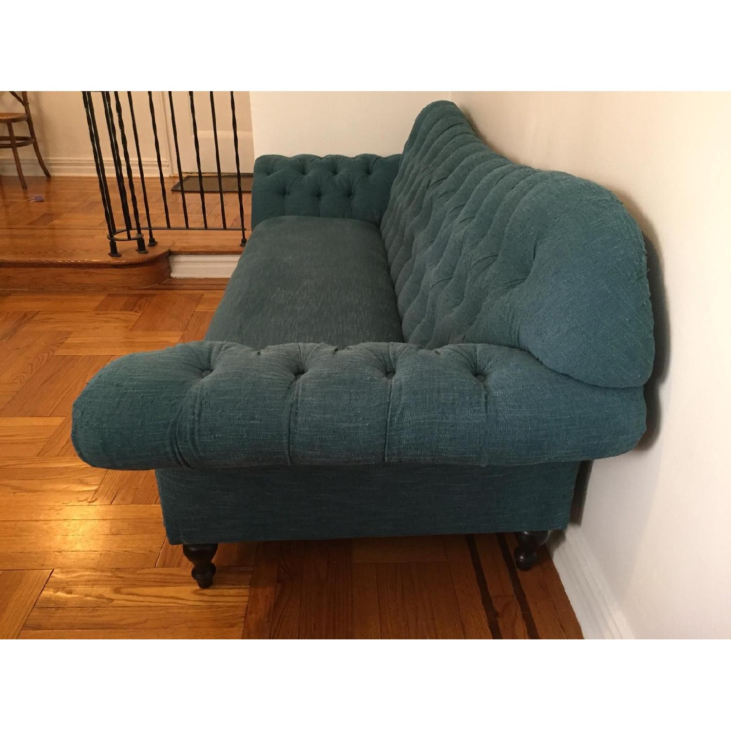 Jewel-Toned Shabby-Chic Tufted Curved-Back Sofa - image-2