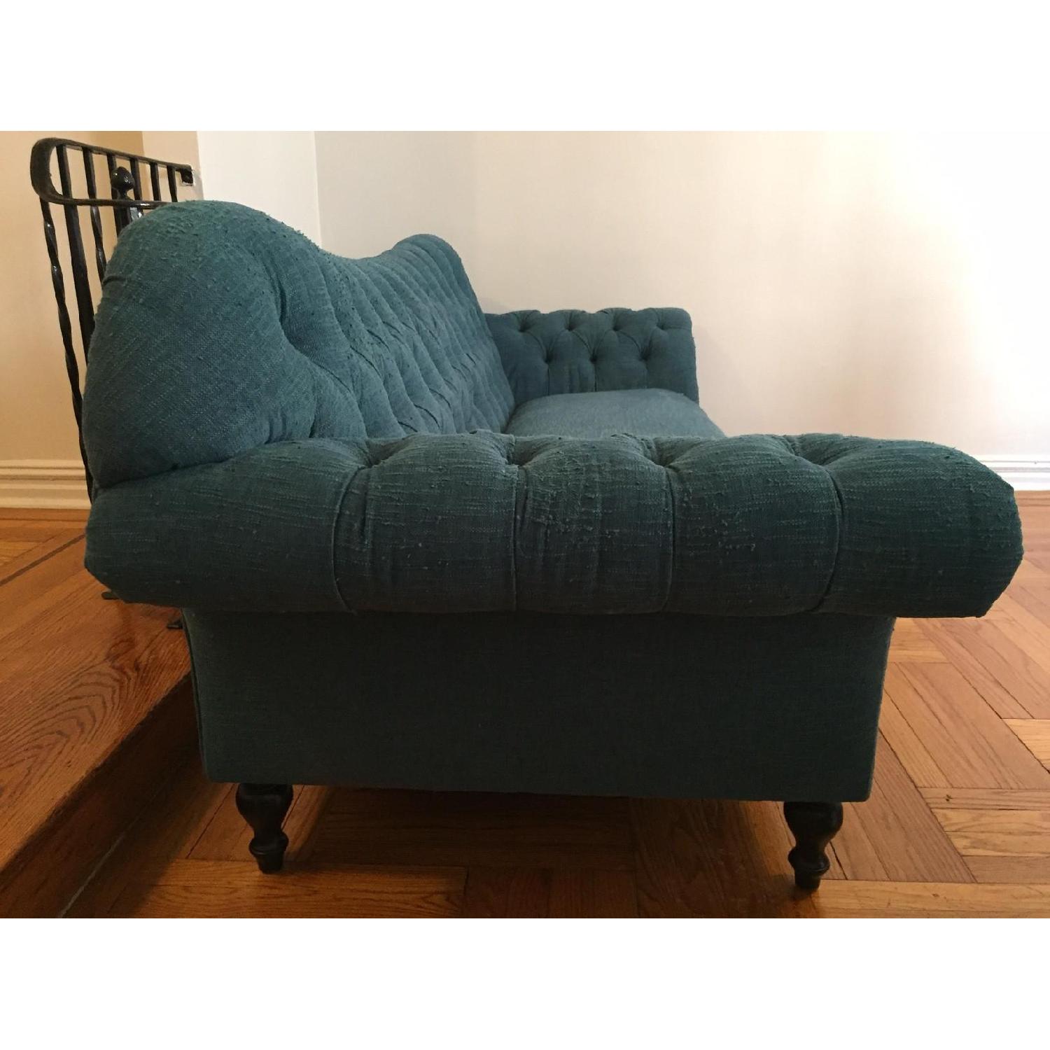Jewel-Toned Shabby-Chic Tufted Curved-Back Sofa - image-3