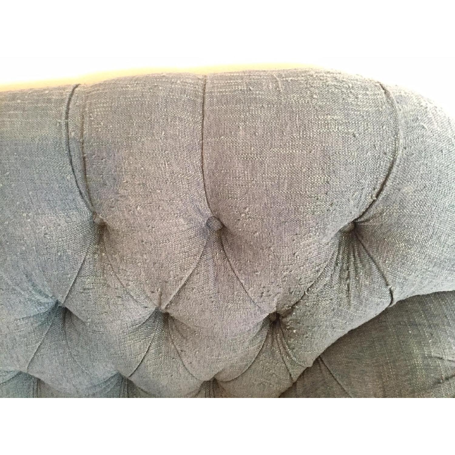 Jewel-Toned Shabby-Chic Tufted Curved-Back Sofa - image-6