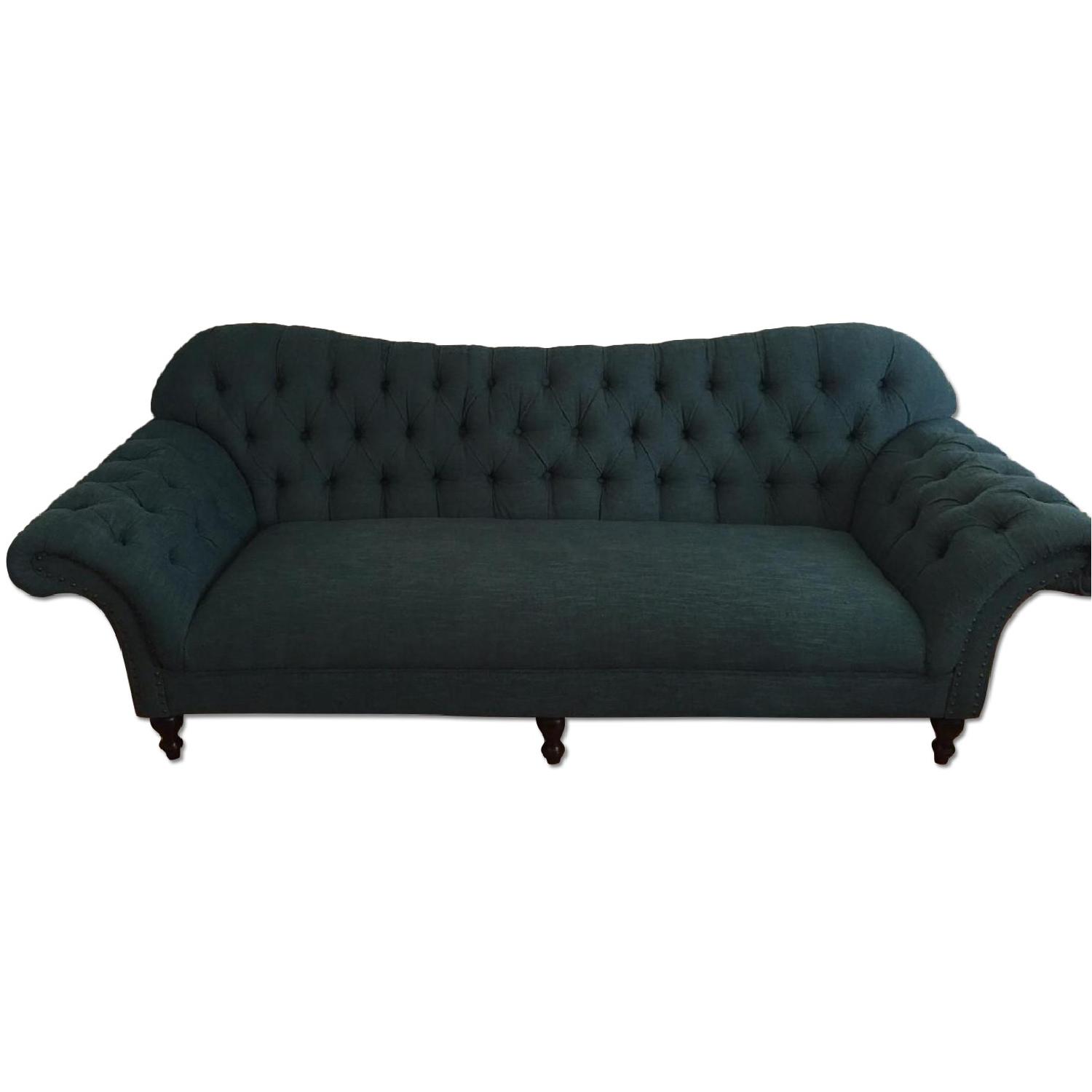 Jewel-Toned Shabby-Chic Tufted Curved-Back Sofa - image-0