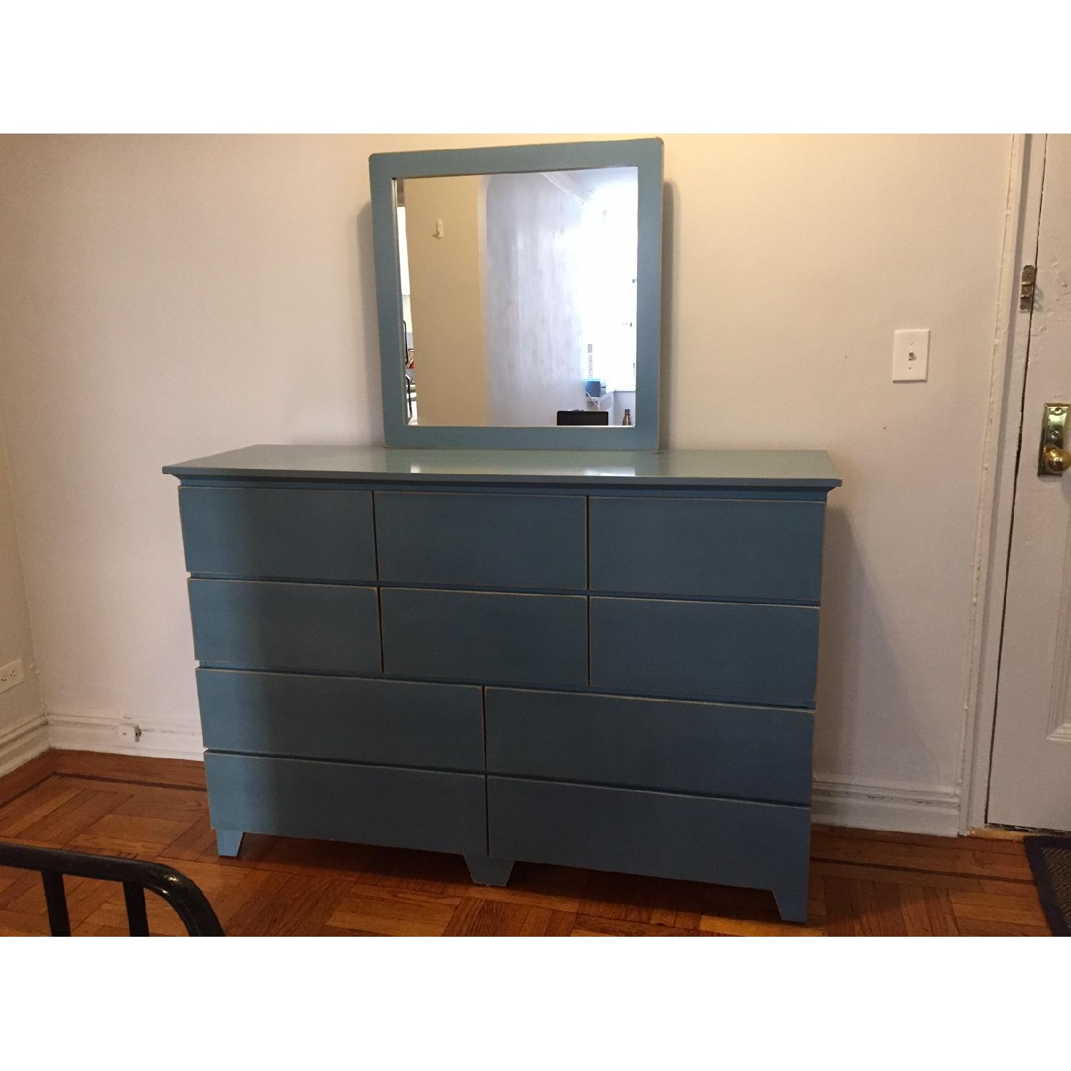 Gothic Cabinet Craft Turquoise Dresser w/ Mirror - image-1