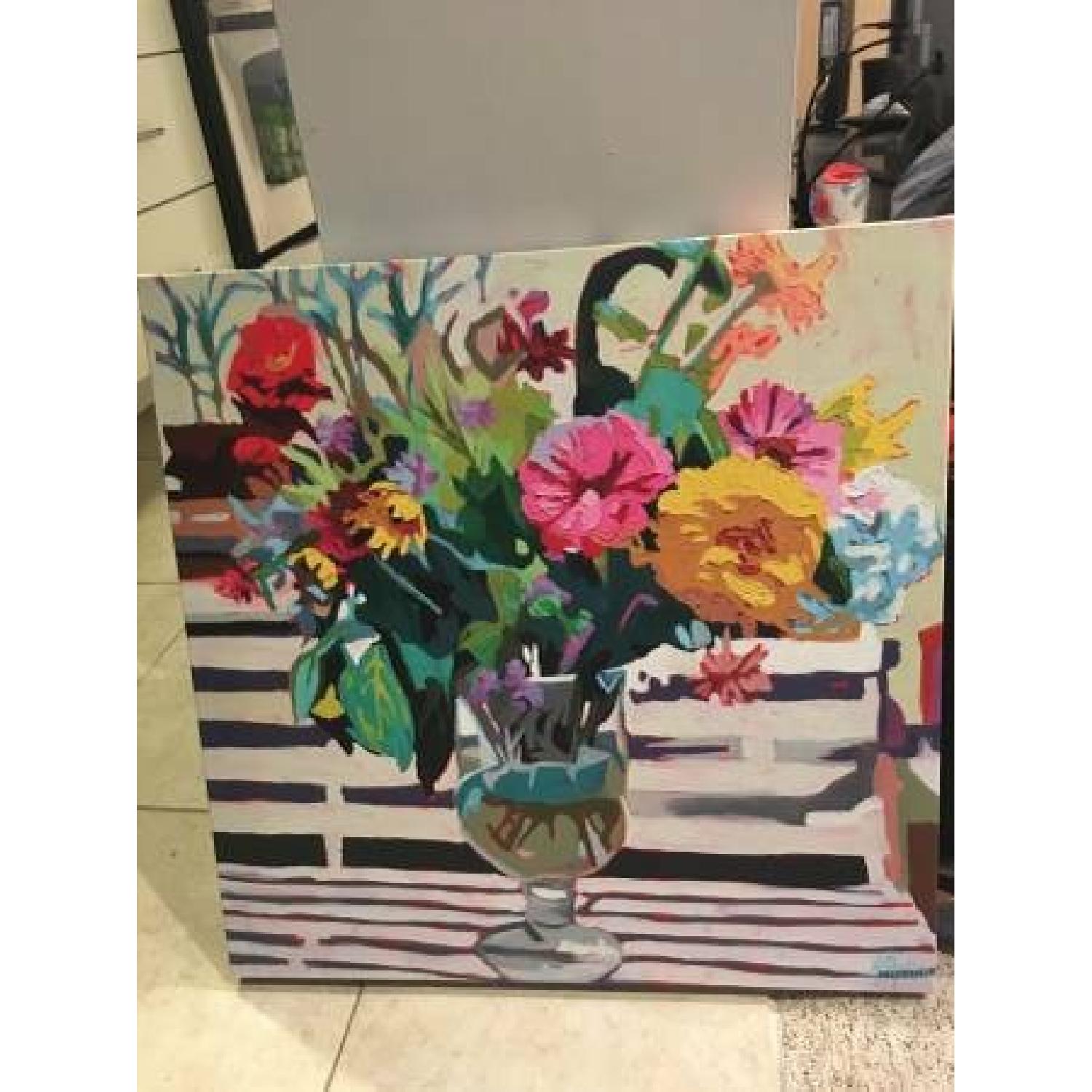 One Kings Lane Kate Mullin Zinnias Floral Painting Canvas Print - image-1