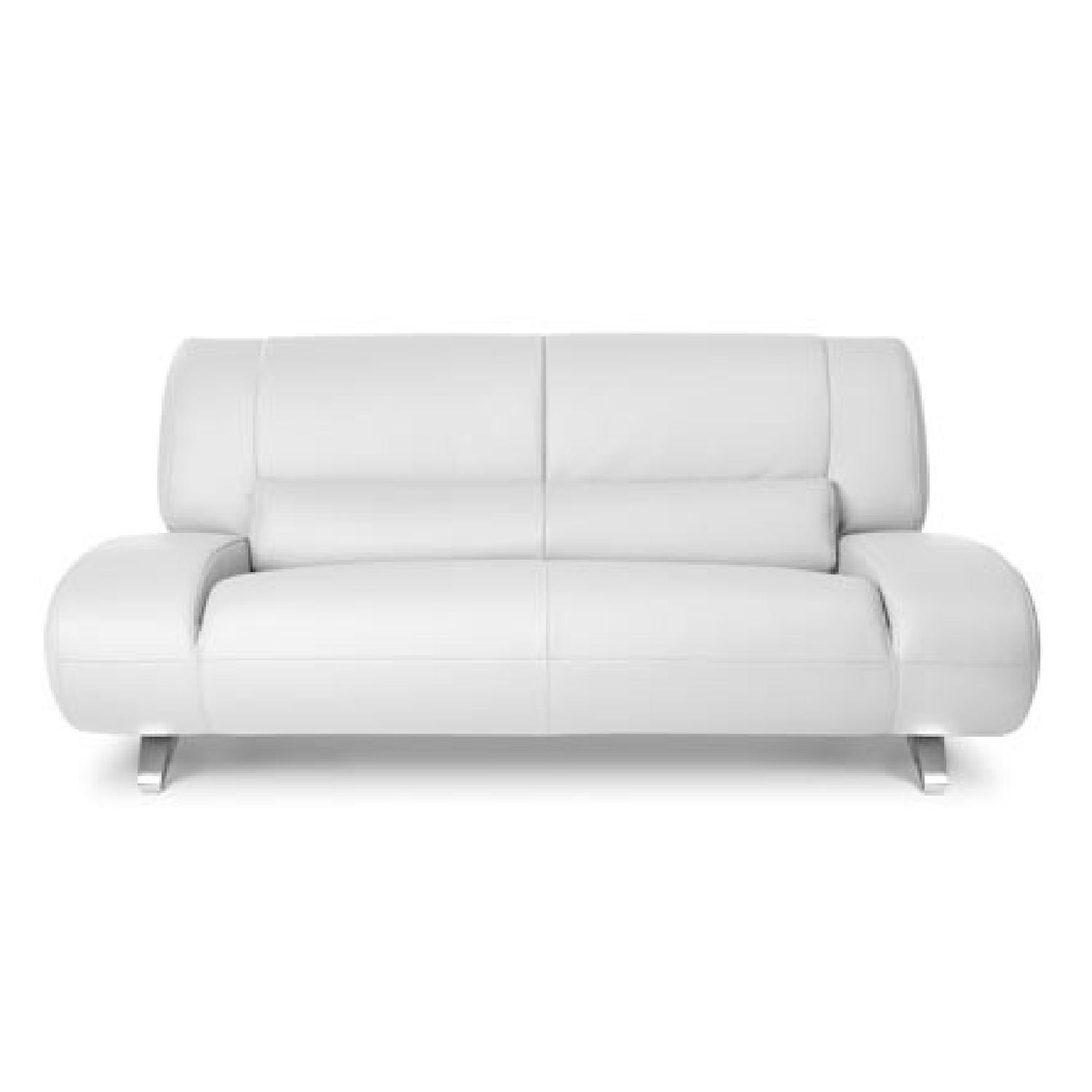 Zuri Furniture White Leather Contemporary Sofa AptDeco