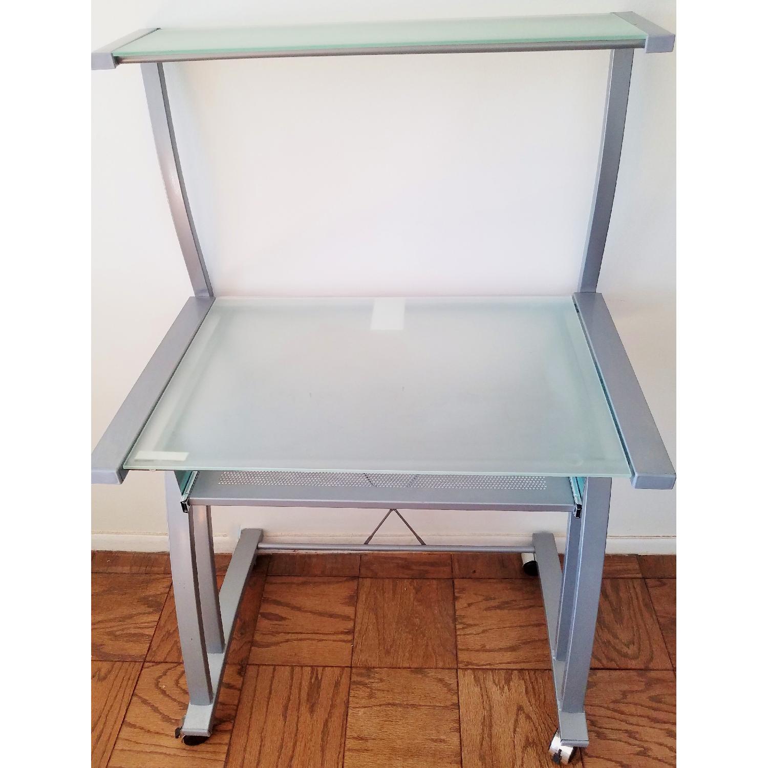 Z-Line Designs Computer Desk w/ Tempered Glass & Roll-Out Tray - image-1