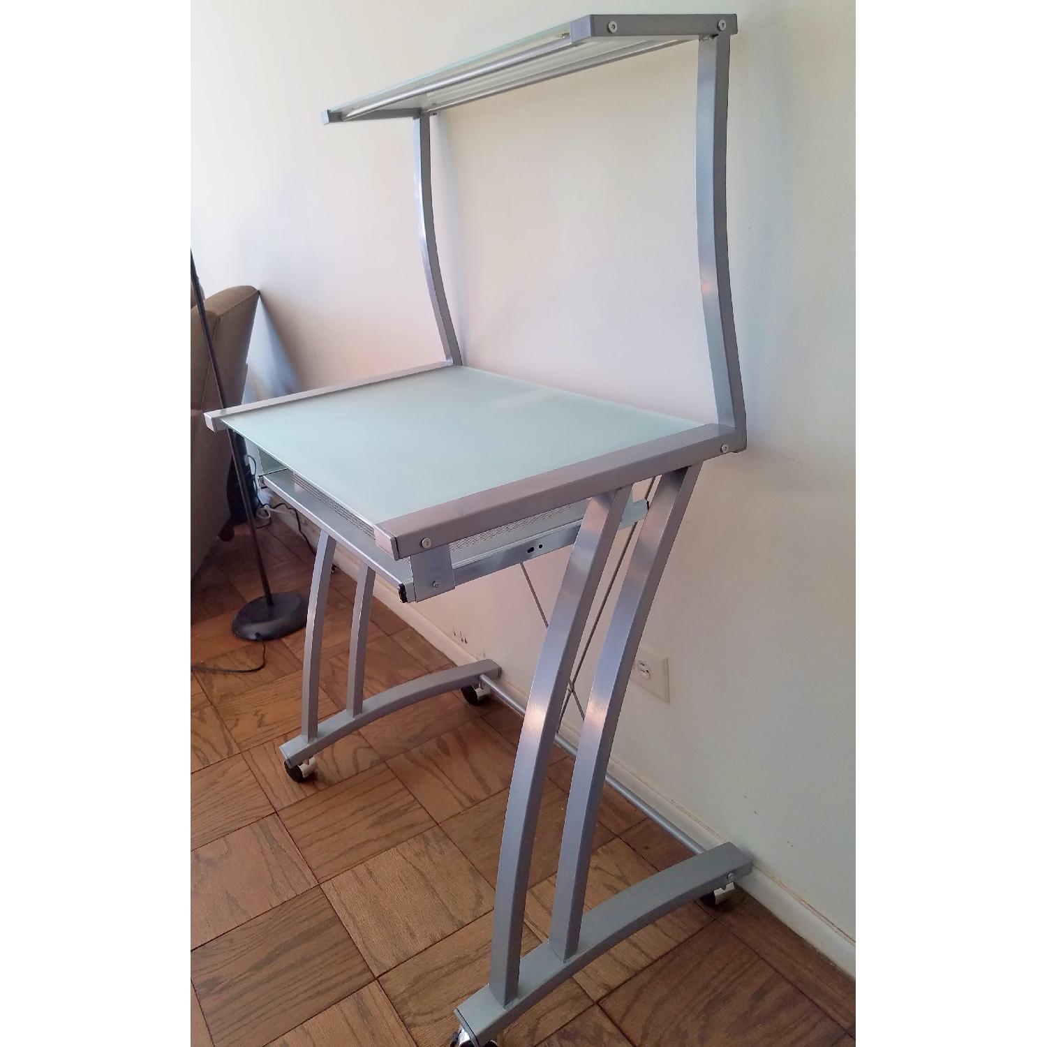 Z-Line Designs Computer Desk w/ Tempered Glass & Roll-Out Tray - image-2