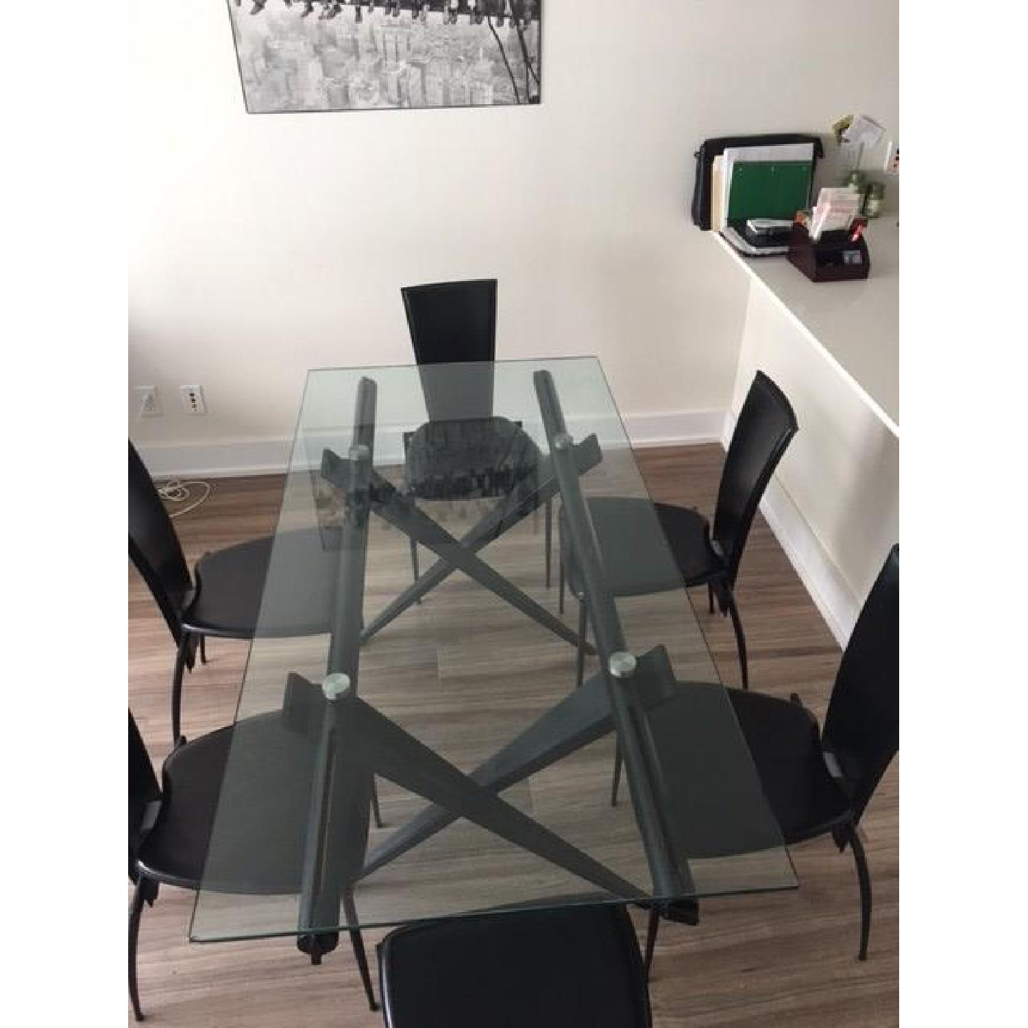 Glass Dining Table w/ 6 Chairs - image-2