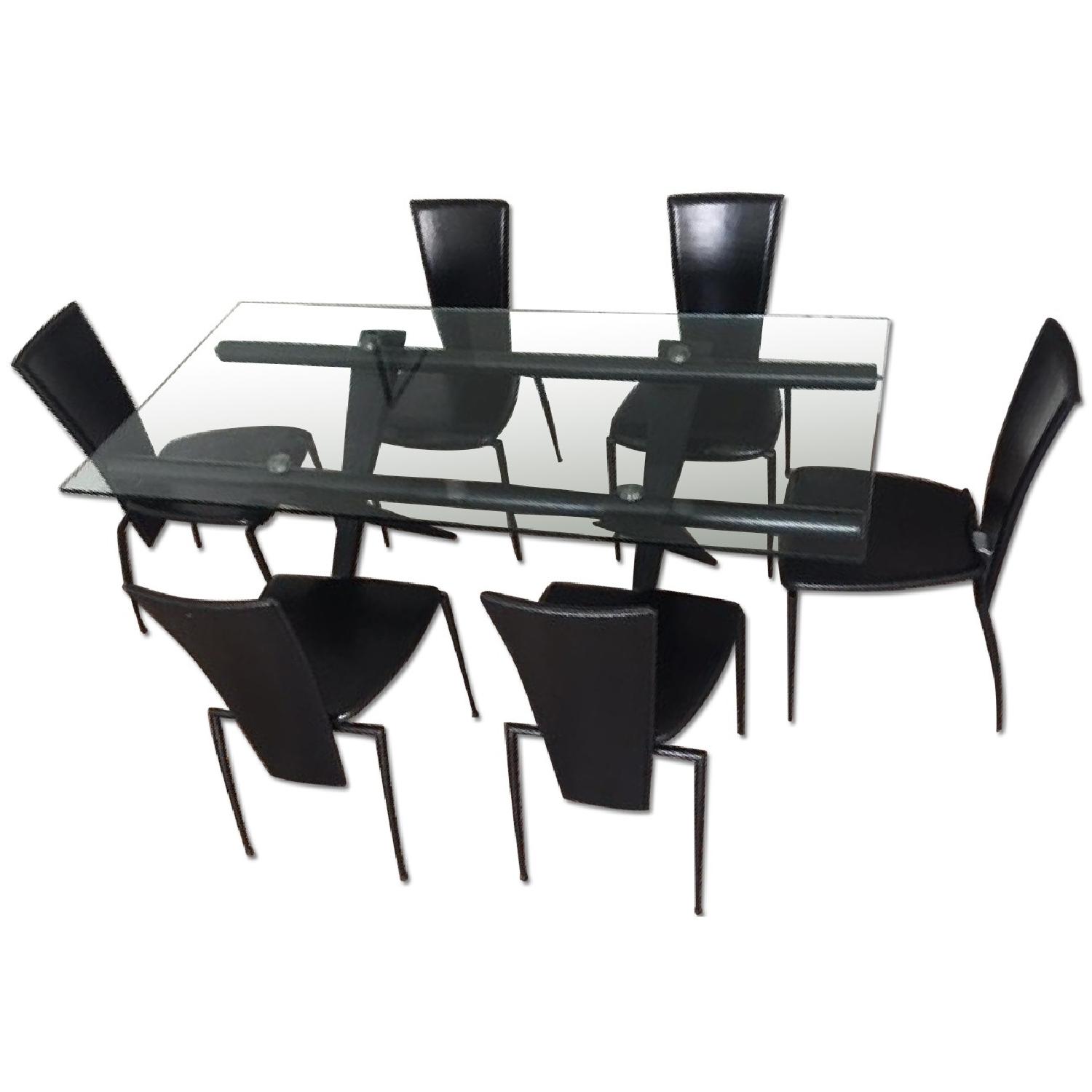 Glass Dining Table w/ 6 Chairs - image-0