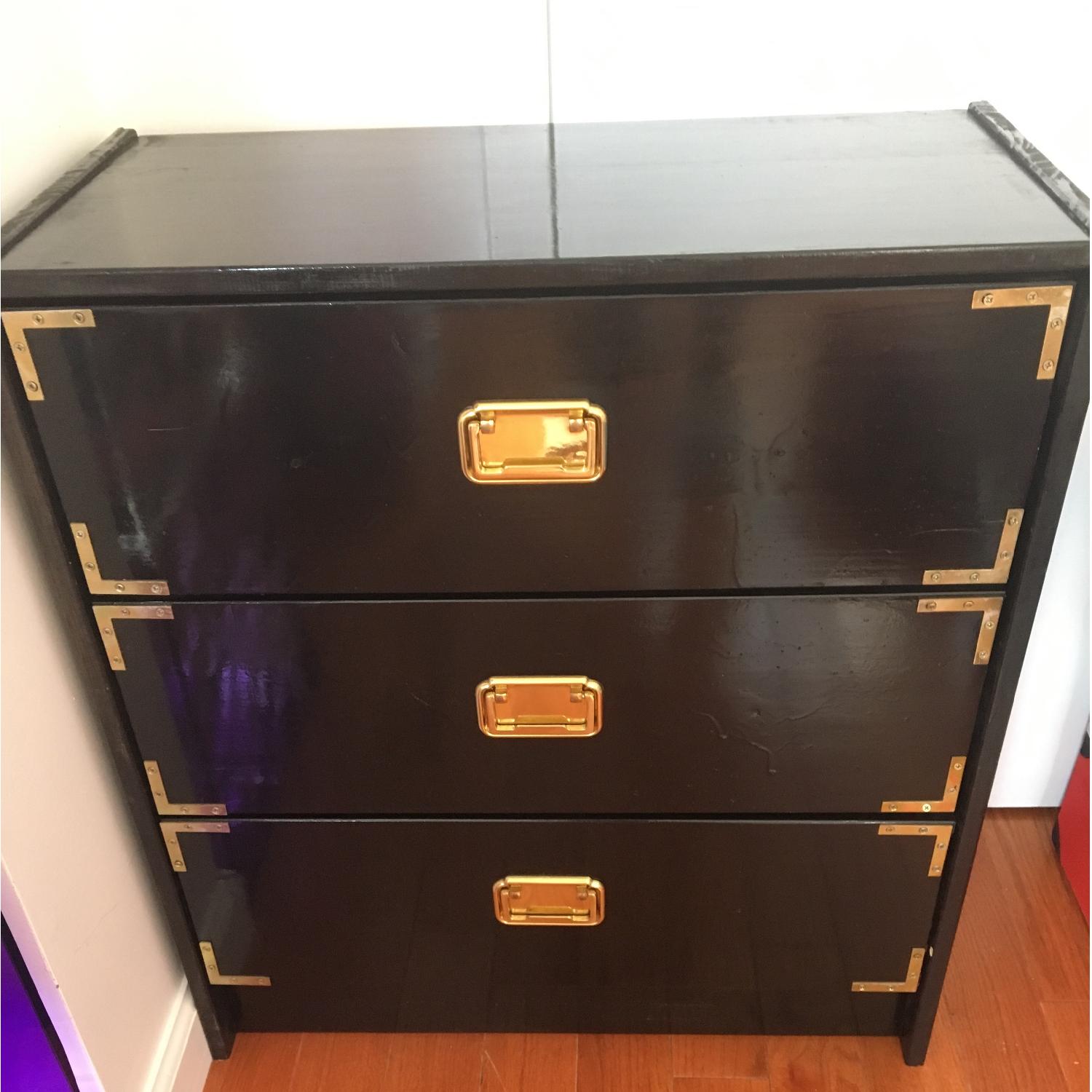 Restoration Hardware Black Lacquer Campaign Dresser - image-3