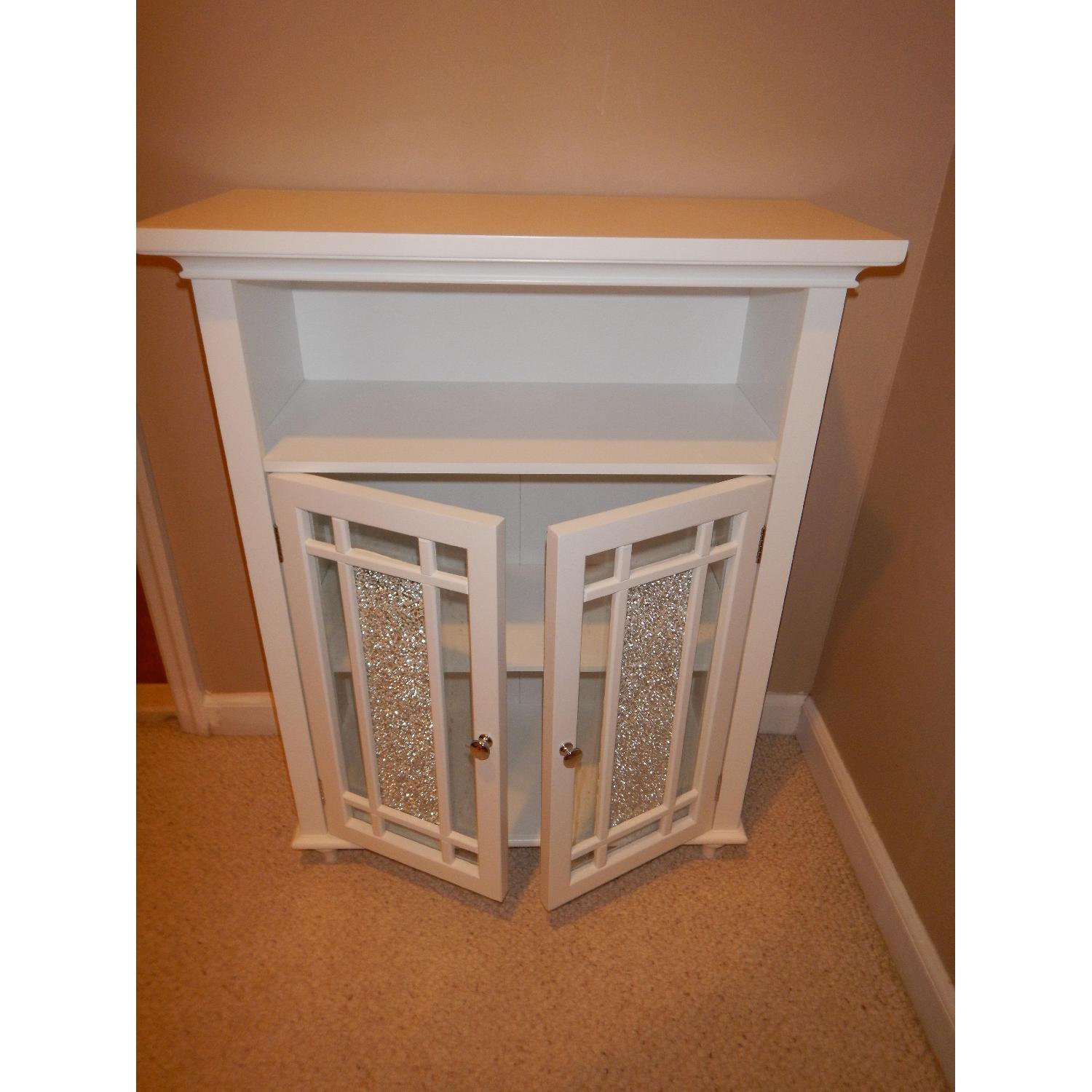 White Storage with Glass Doors AptDeco