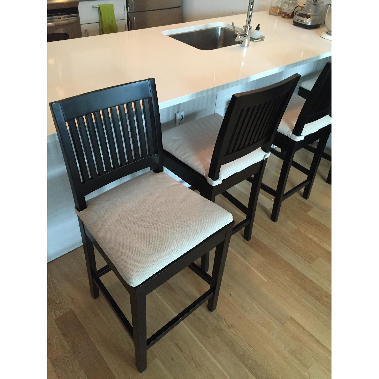 Crate & Barrel Modern Wooden Bar Stools - Set of 4 - image-3