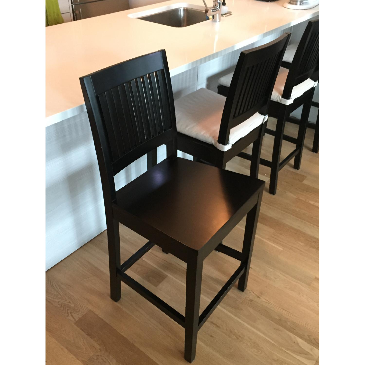 Crate & Barrel Modern Wooden Bar Stools - Set of 4 - image-4