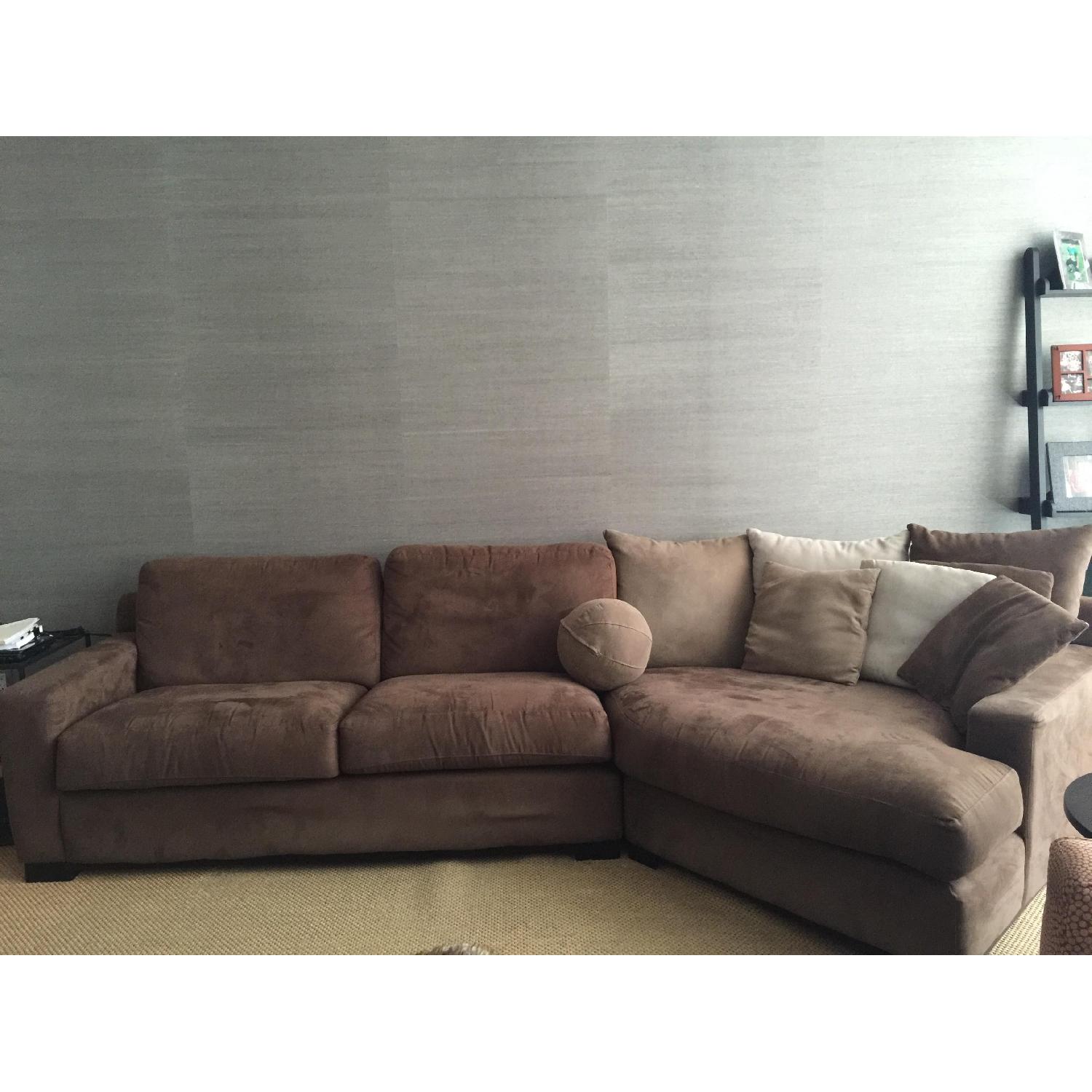 Brown Microfiber Sectional Couch - image-1