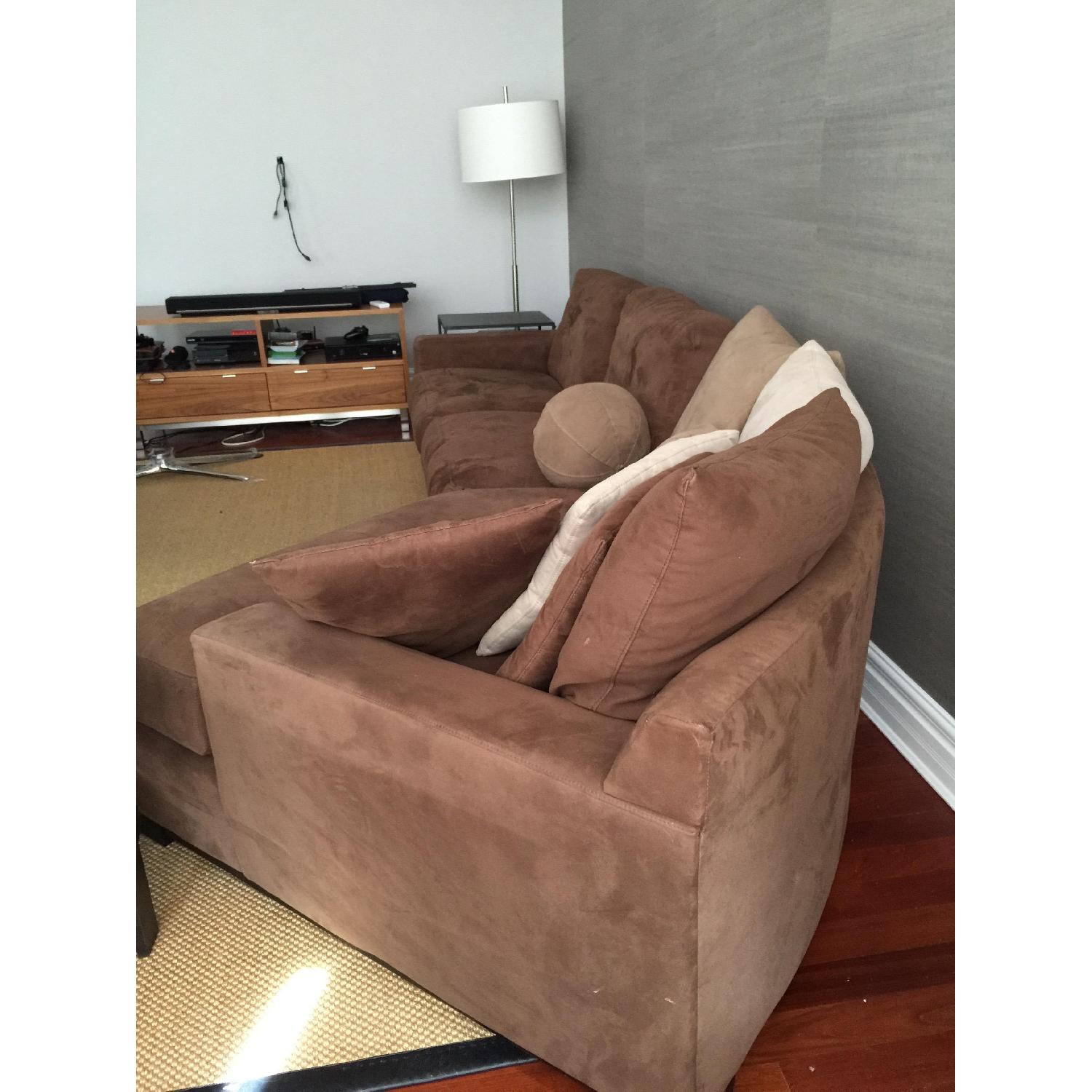 Brown Microfiber Sectional Couch - image-2