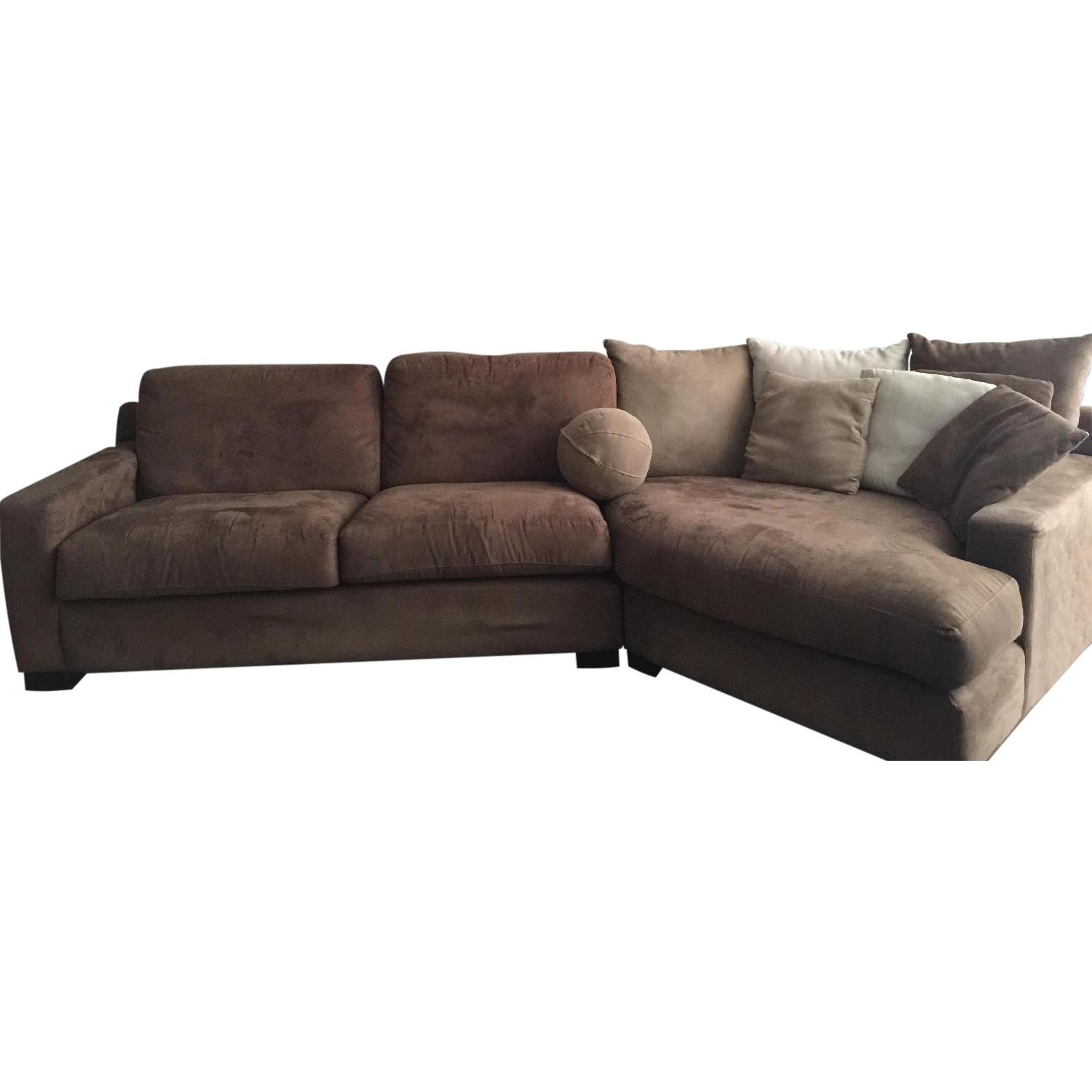Brown Microfiber Sectional Couch - image-0