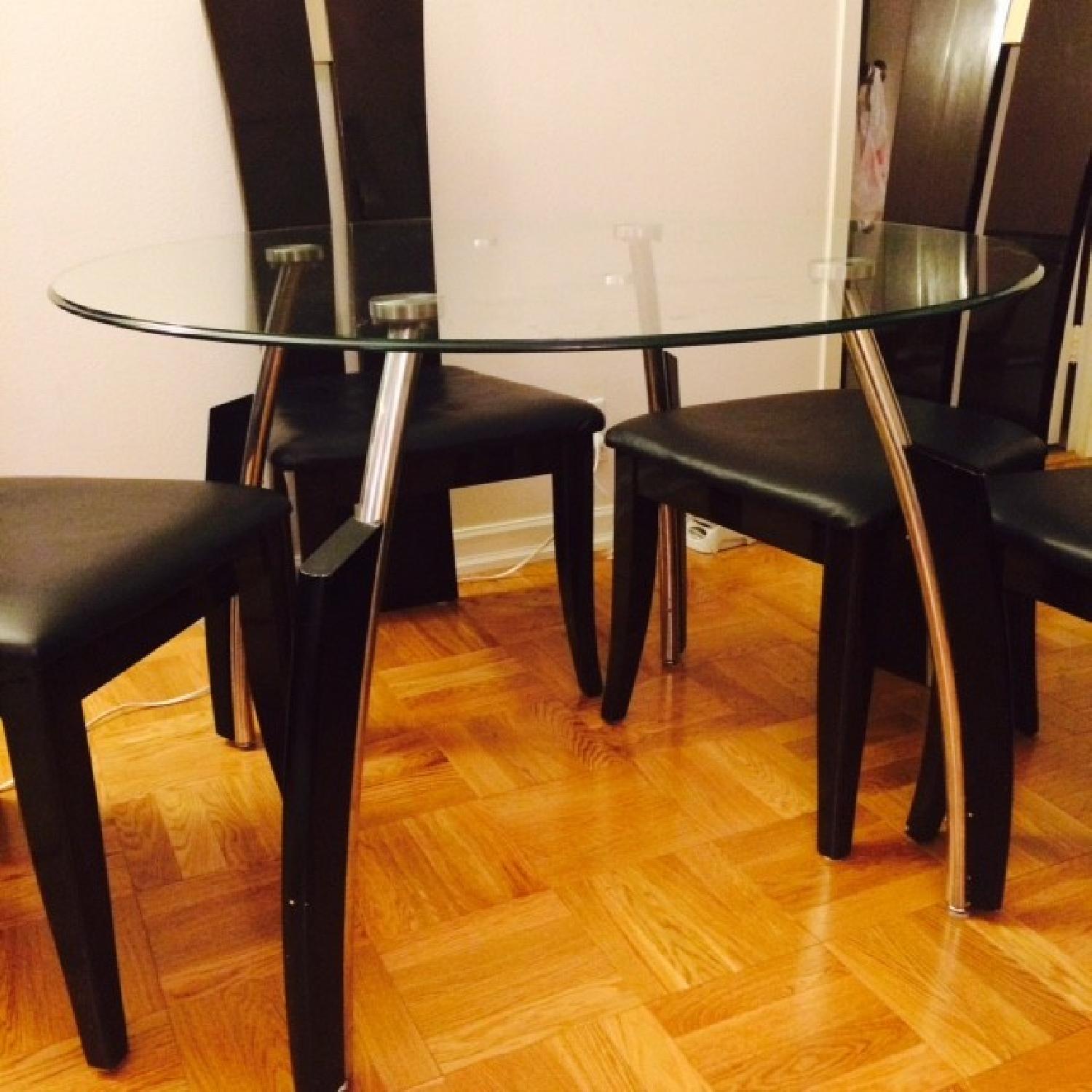 Round Glass Dining Table w/ 4 Chairs - image-2