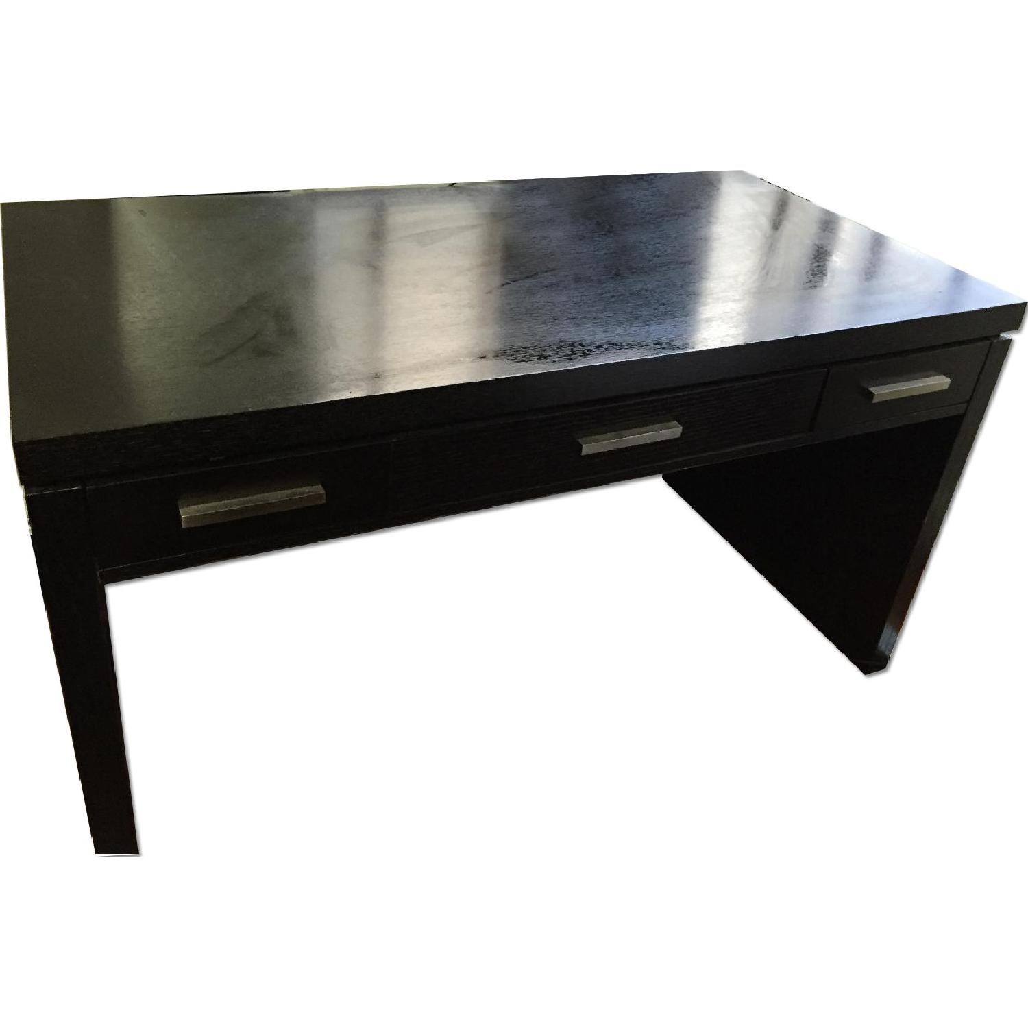 Bob's Black Wood Desk w/ 3 Drawers AptDeco