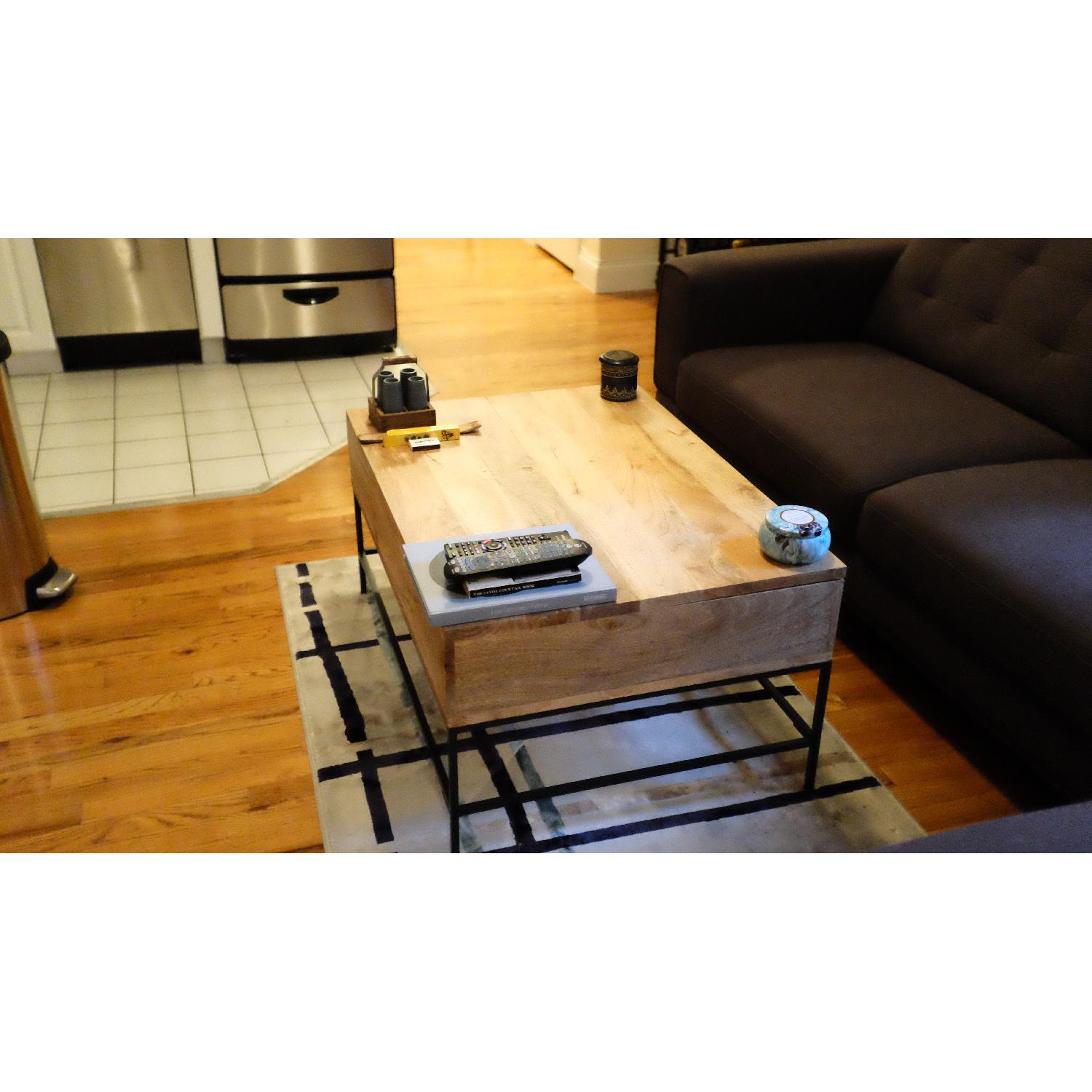 West Elm Industrial Storage Coffee Table - Raw Mango - image-5