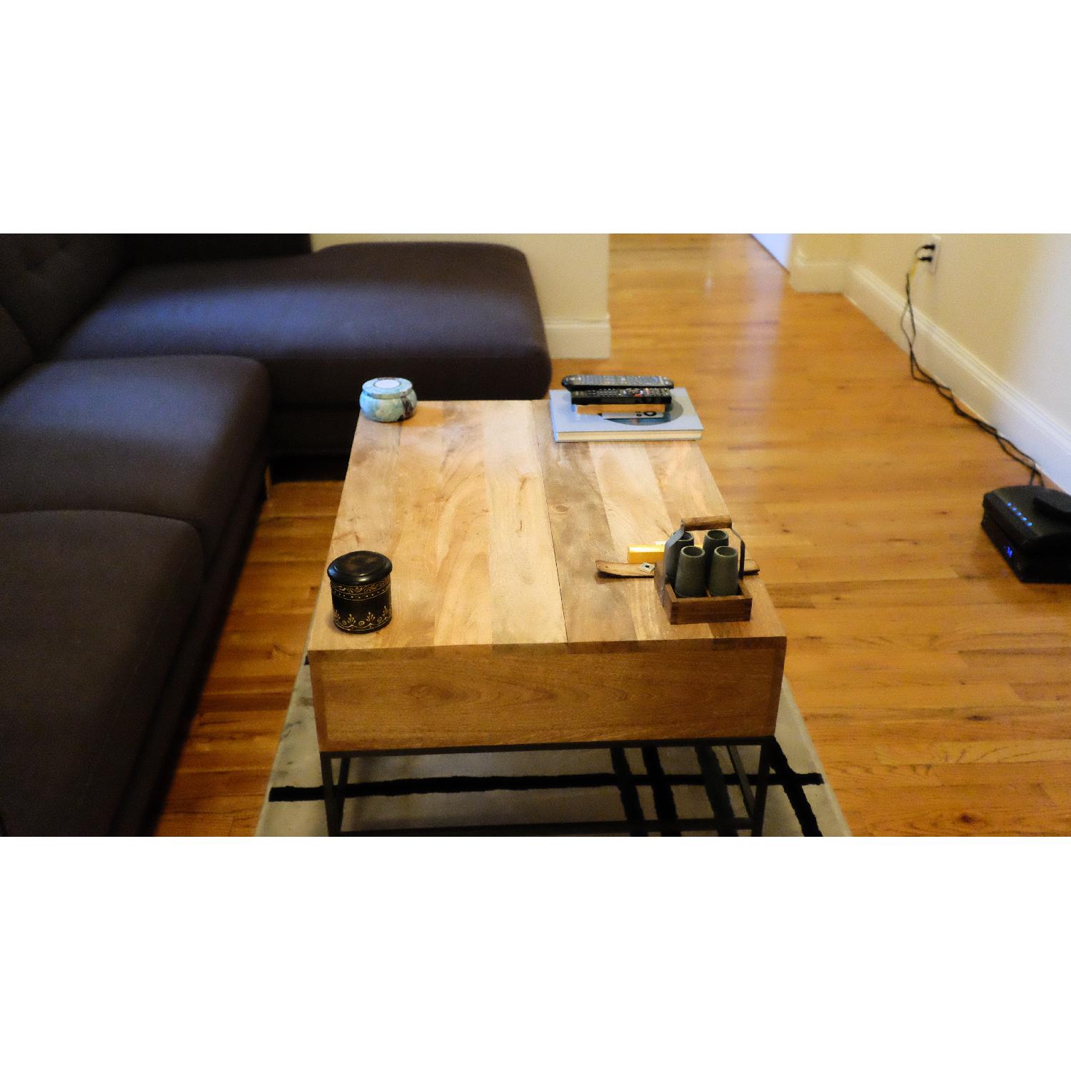West Elm Industrial Storage Coffee Table - Raw Mango - image-7