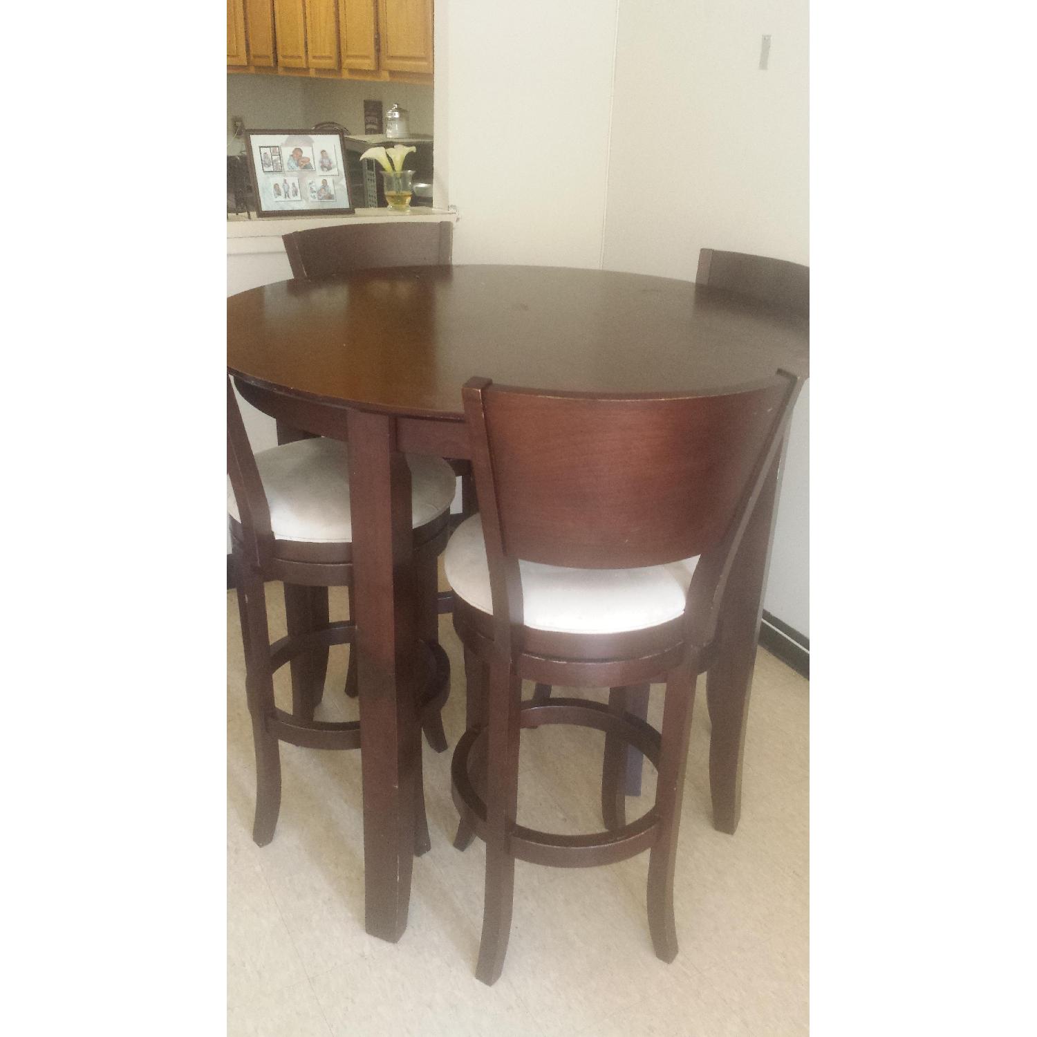 Cherry Wood Pub Table w/ 4 Chairs - image-3