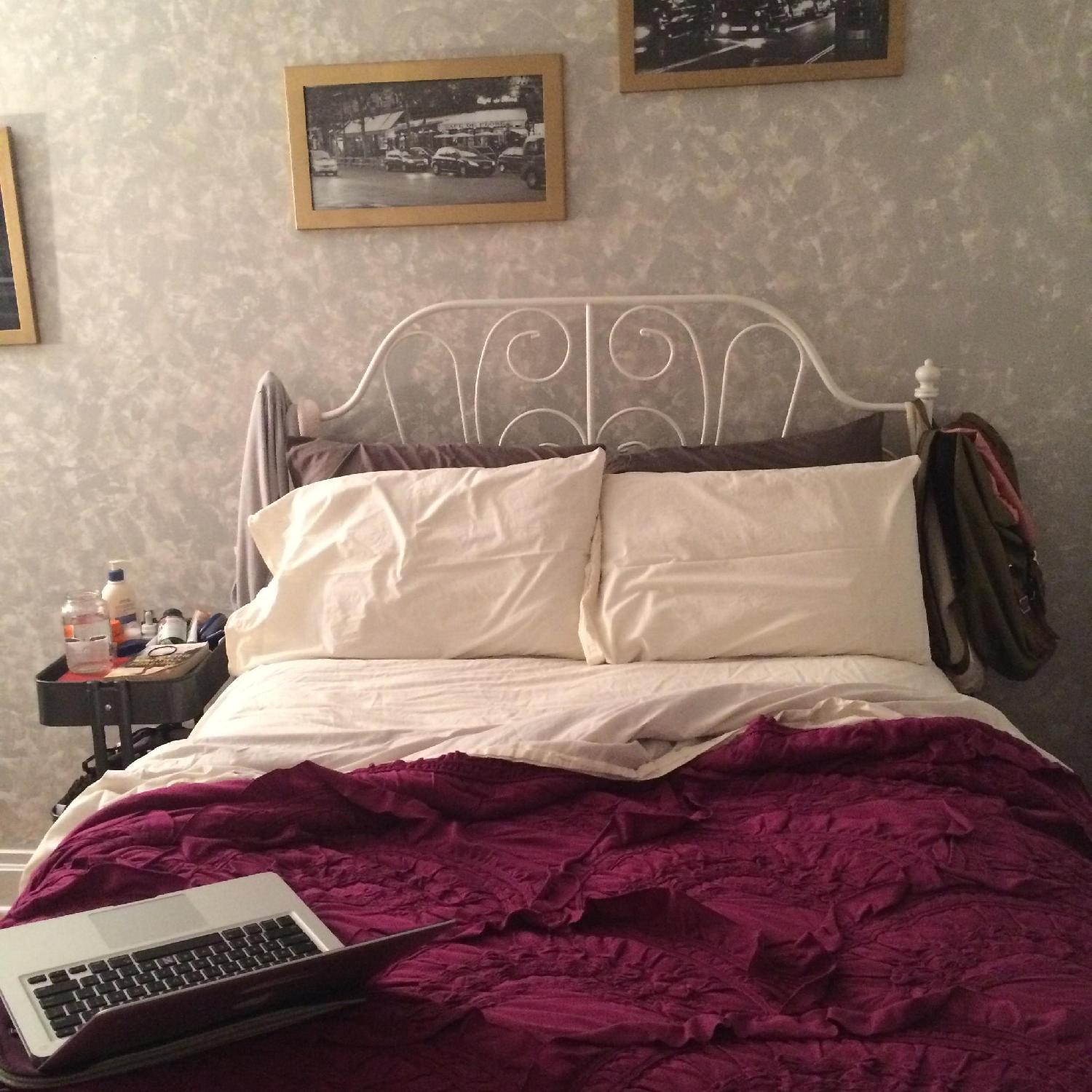 Ikea White Full Size Wrought Iron Bed - image-1